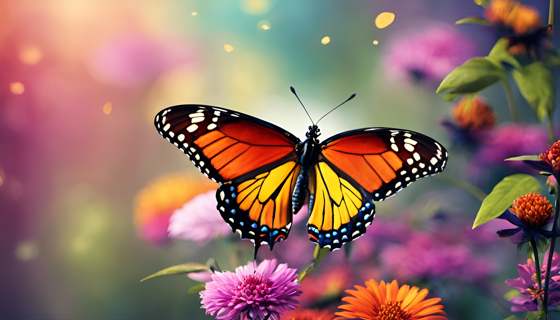 Colorful butterfly on a vibrant background