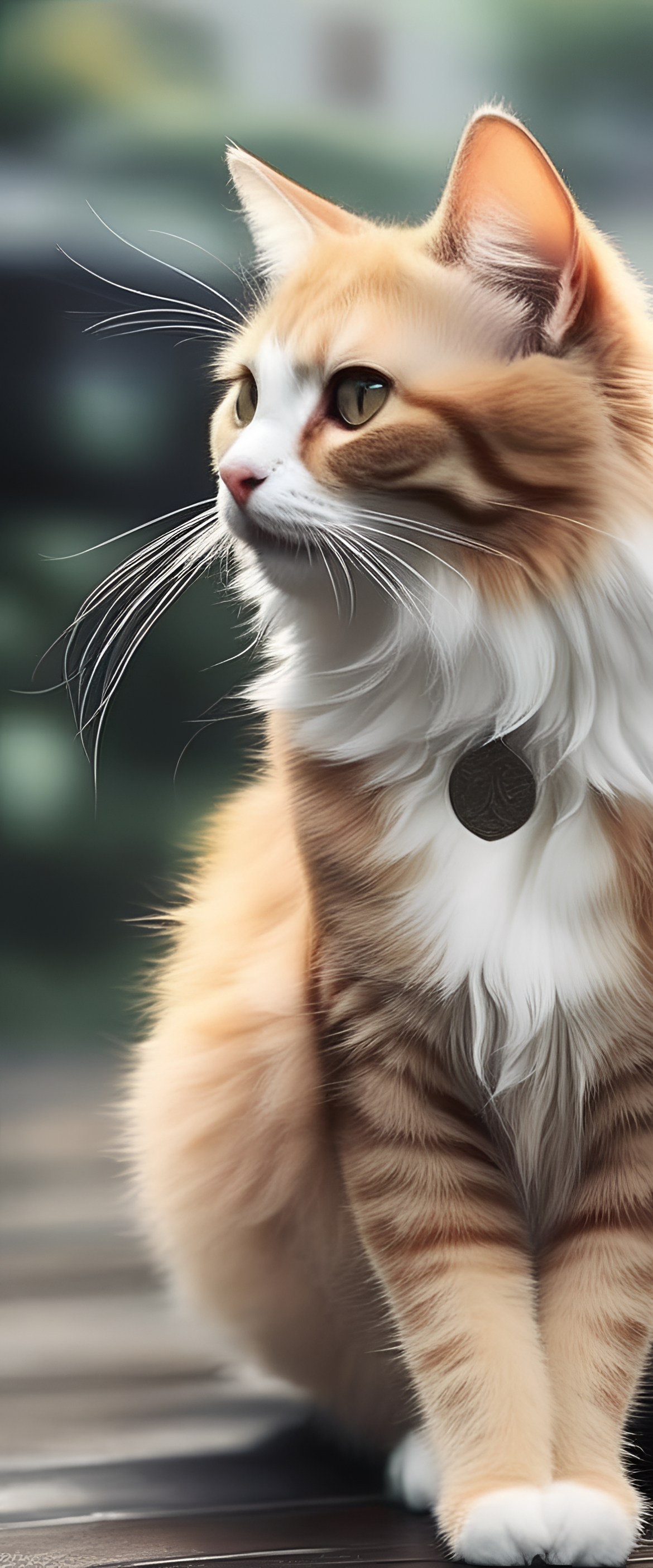 Cute cat with stunning colors in a phone wallpaper.