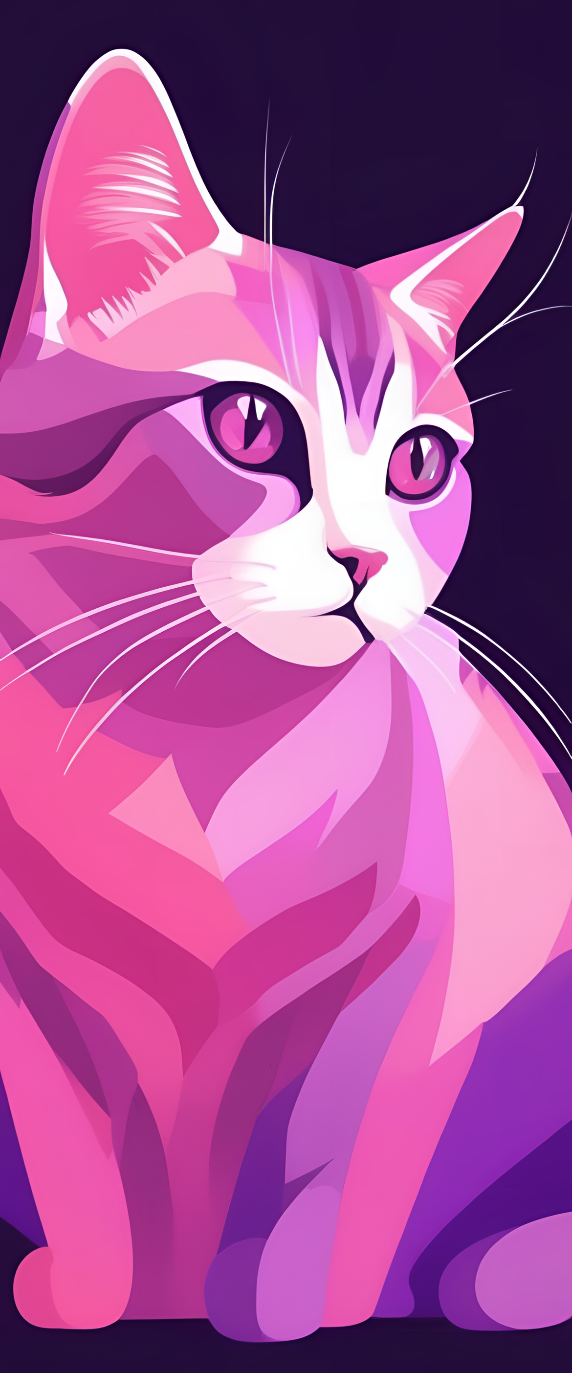 Pink and purple cute cat wallpaper.