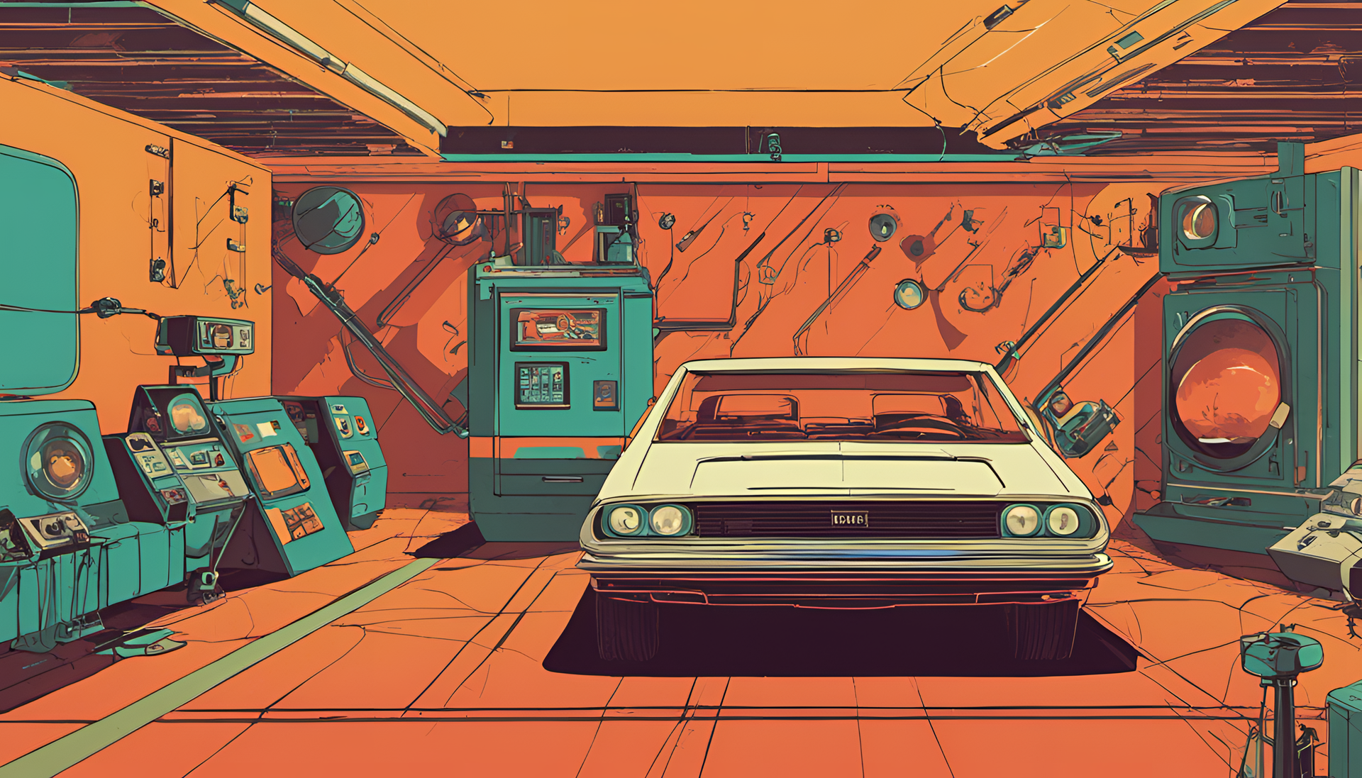 Colorful retro sci-fi inspired artwork with a humorous twist.