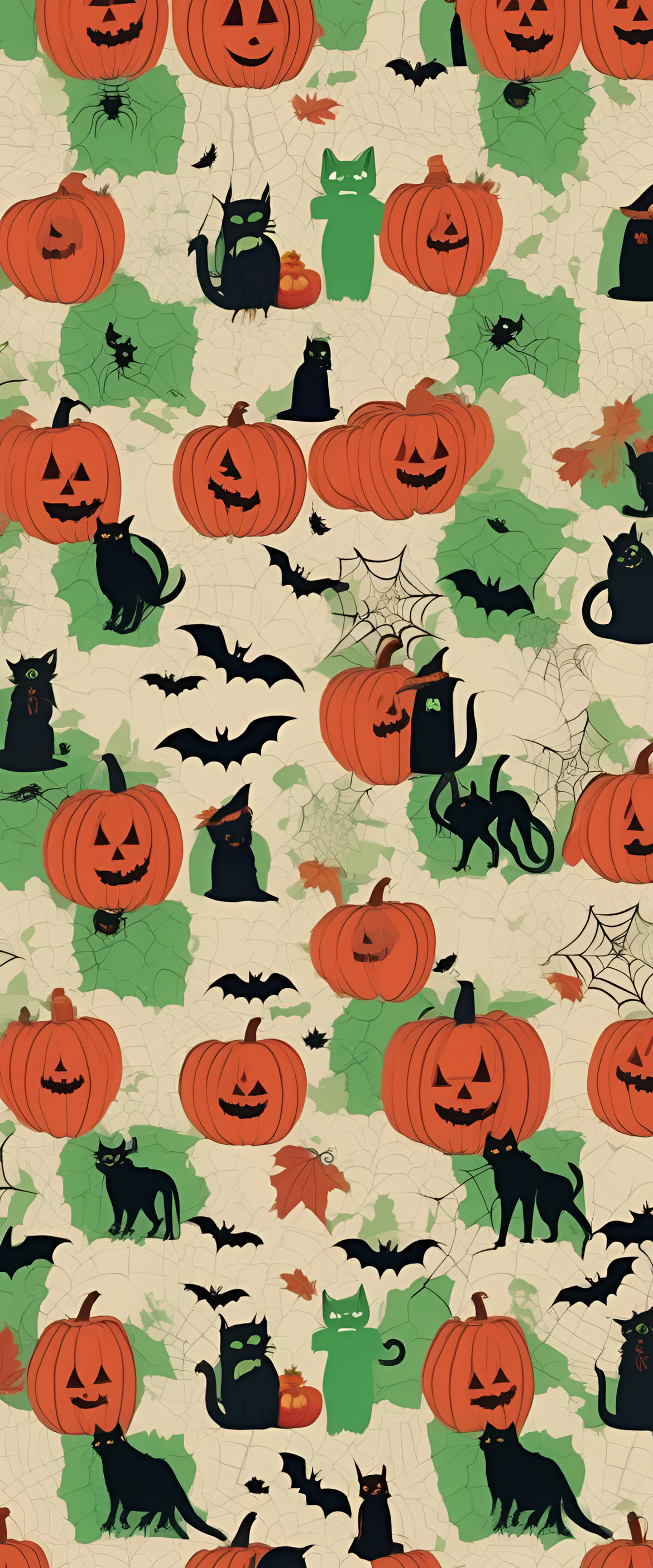 Abstract Halloween wallpaper with red and green colors, featuring a matte finish.