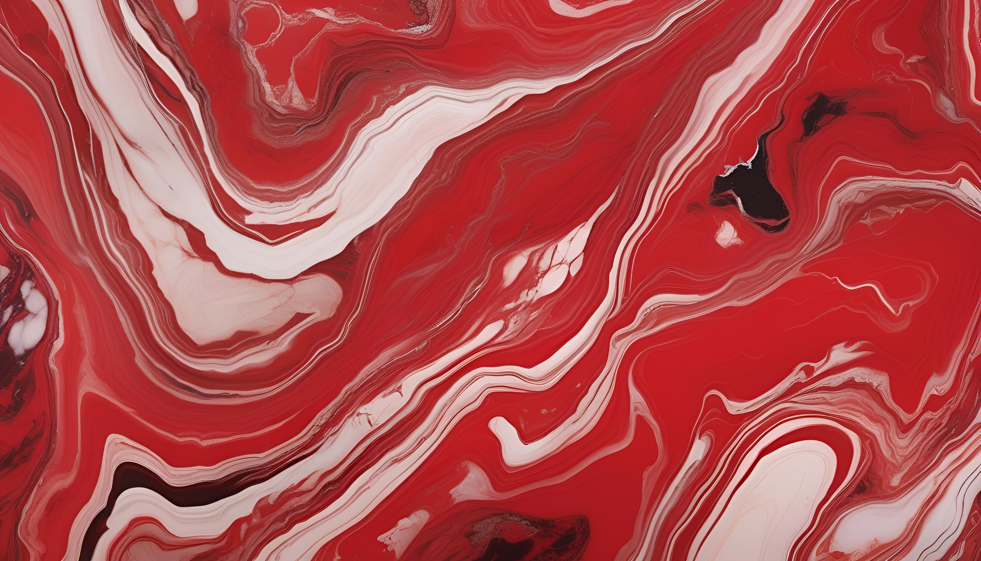 Bold red marble swirls.