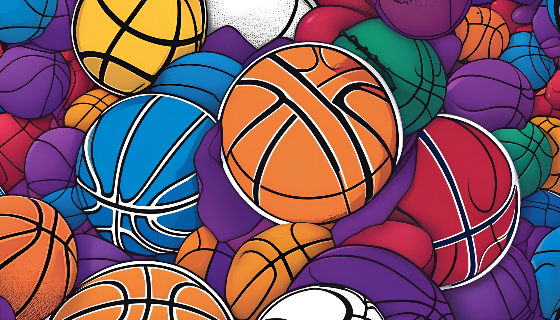 Vibrant triadic colors showcasing an ultradetailed NBA-themed desktop wallpaper.