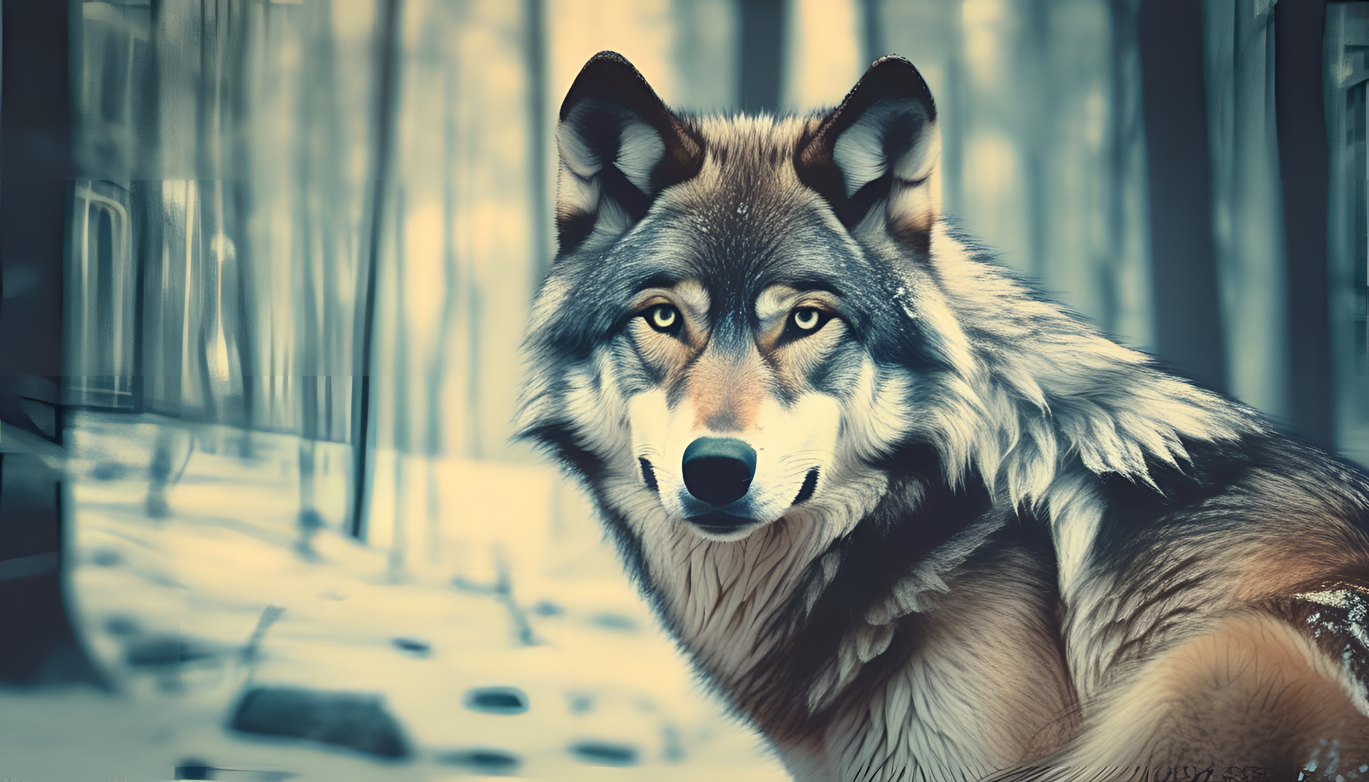 Vintage-filtered wolf wallpaper