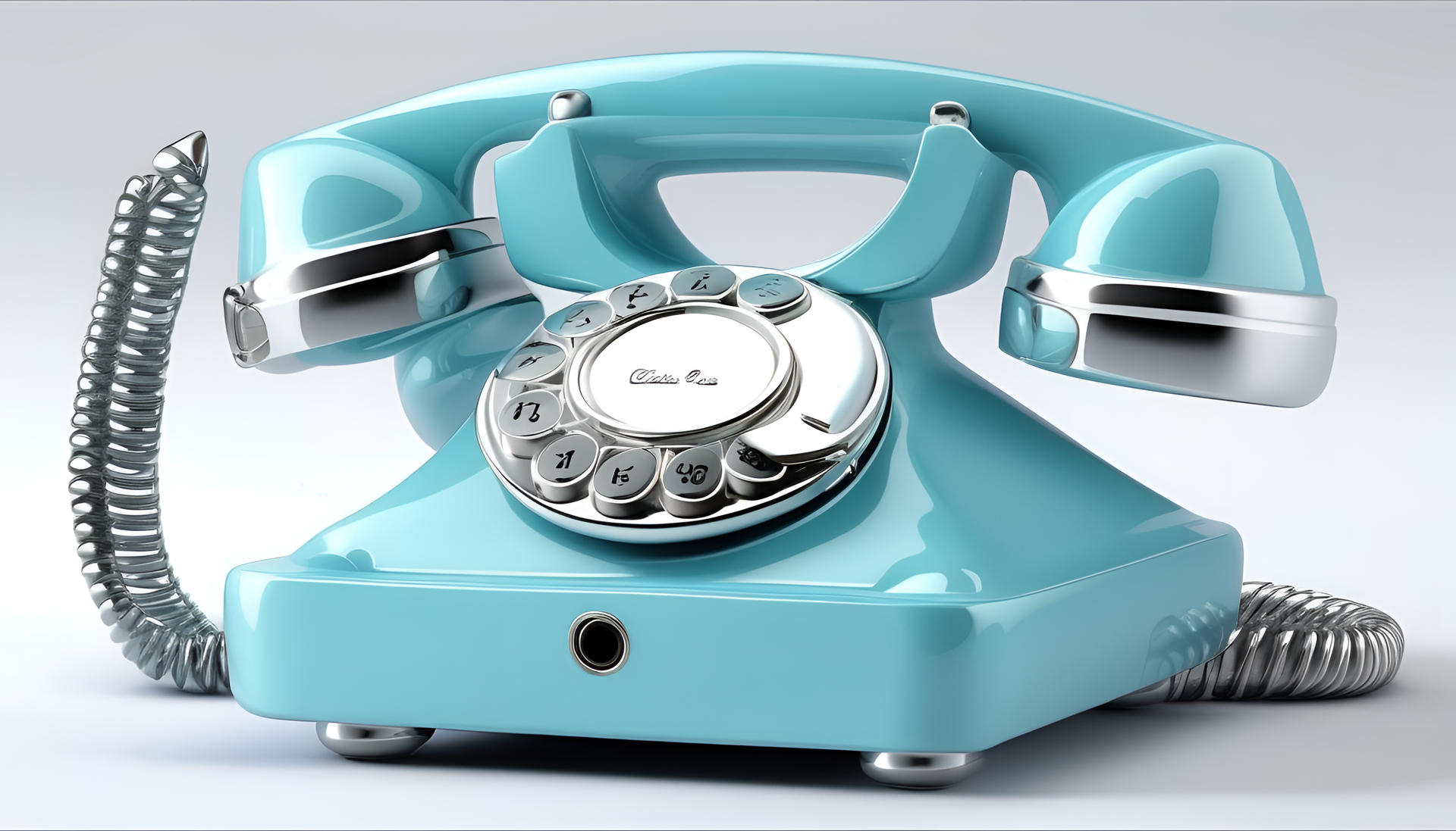 Cute light blue and silver phone on a desktop