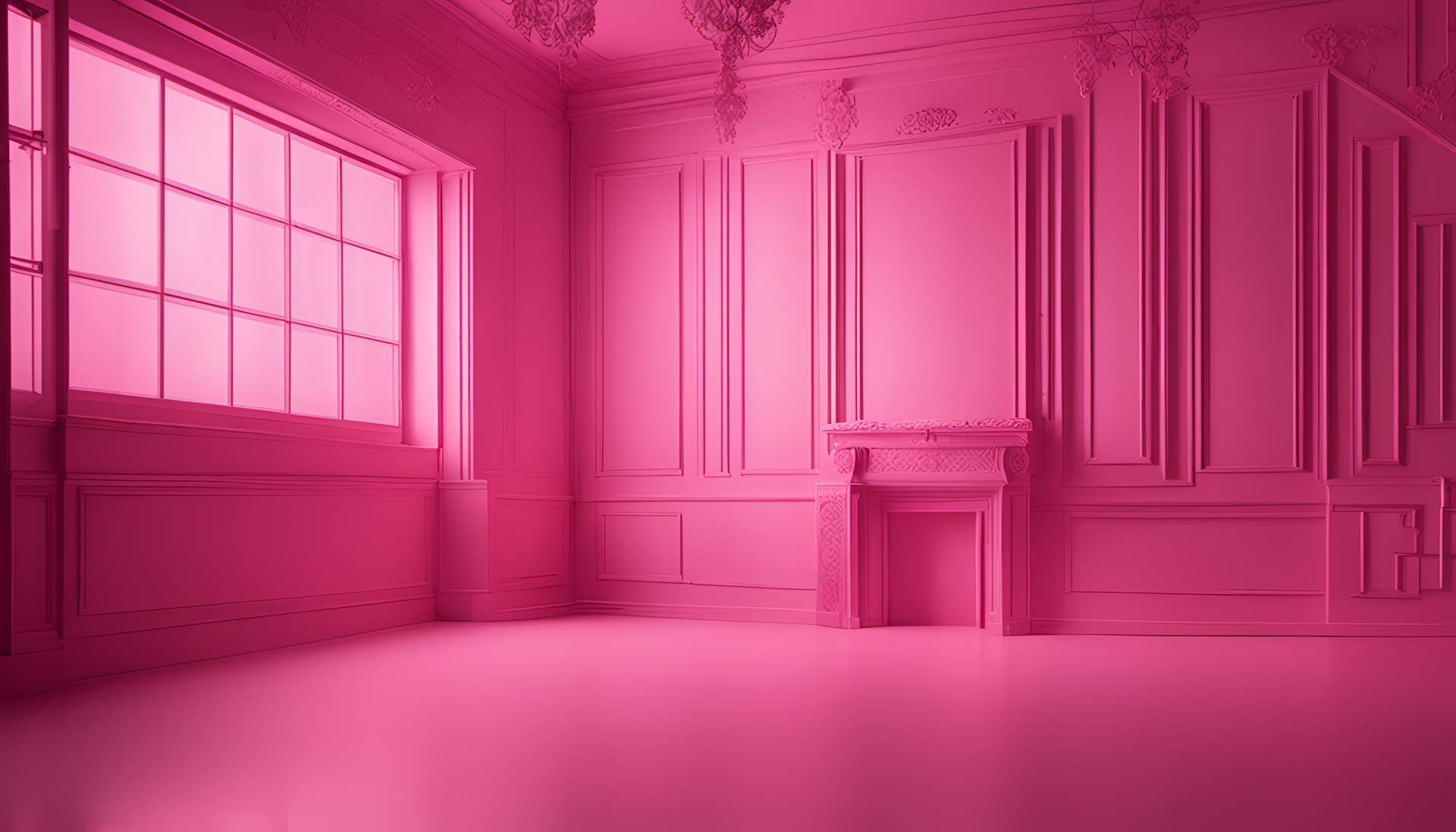 Transcendental pink wallpaper with studio lighting.