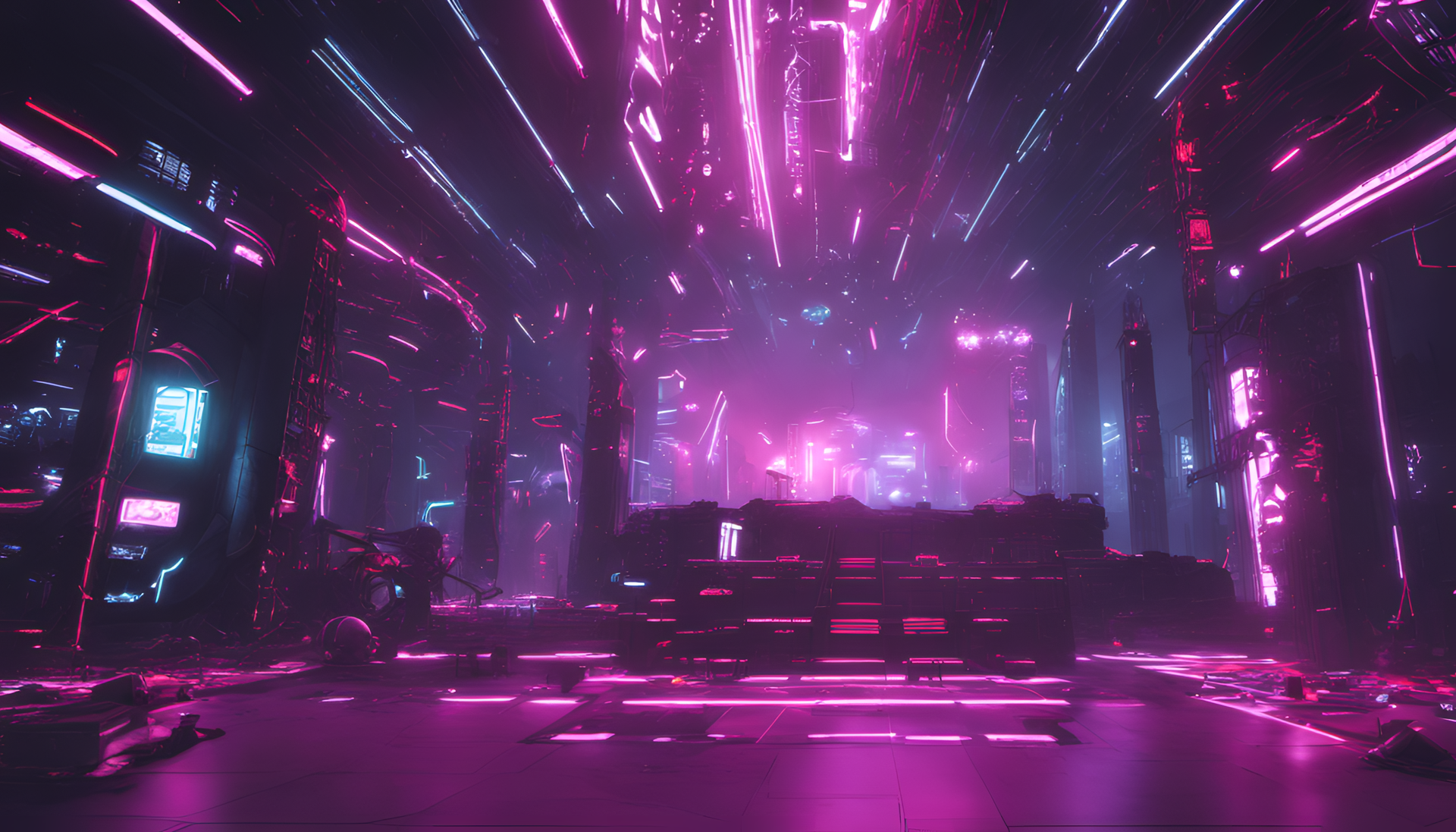 Colorful abstract cyberpunk design with cinematic lighting.