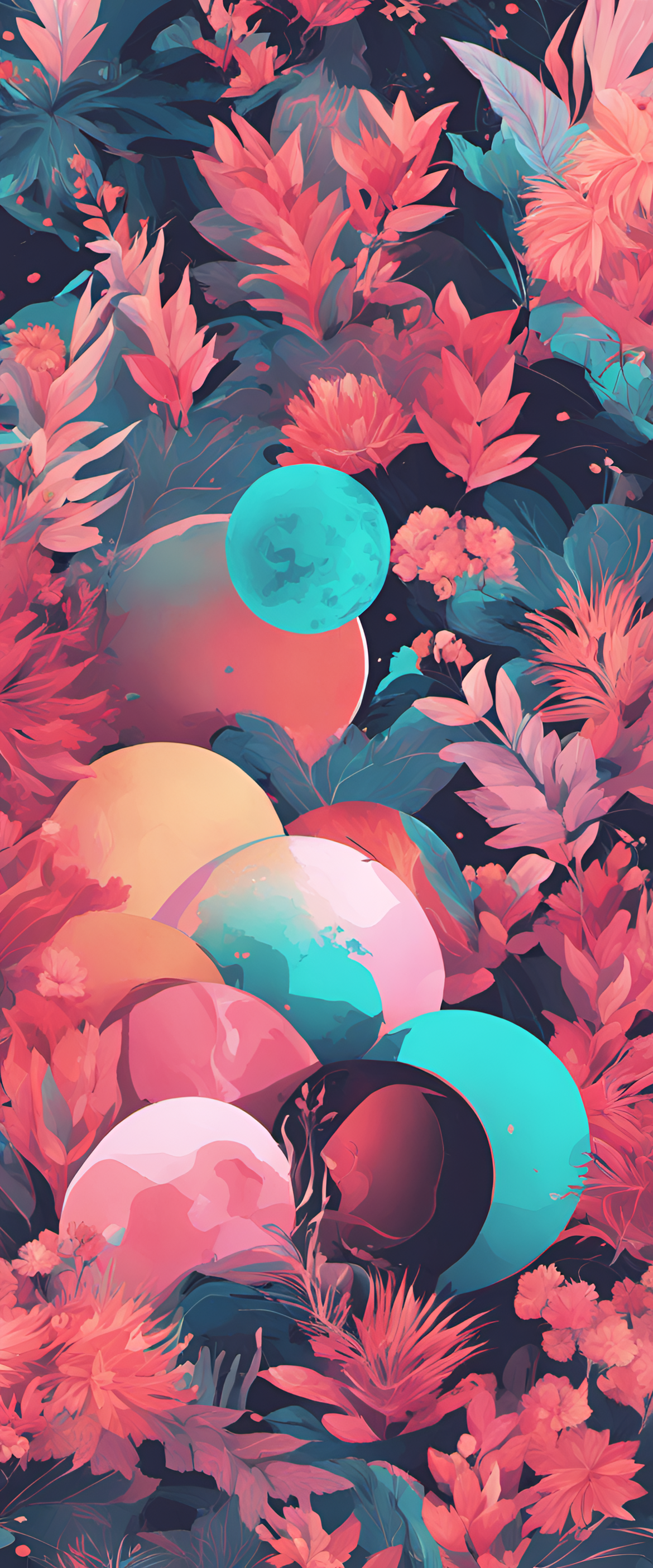 Colorful digital artwork with abstract patterns, creating an aesthetic wallpaper.