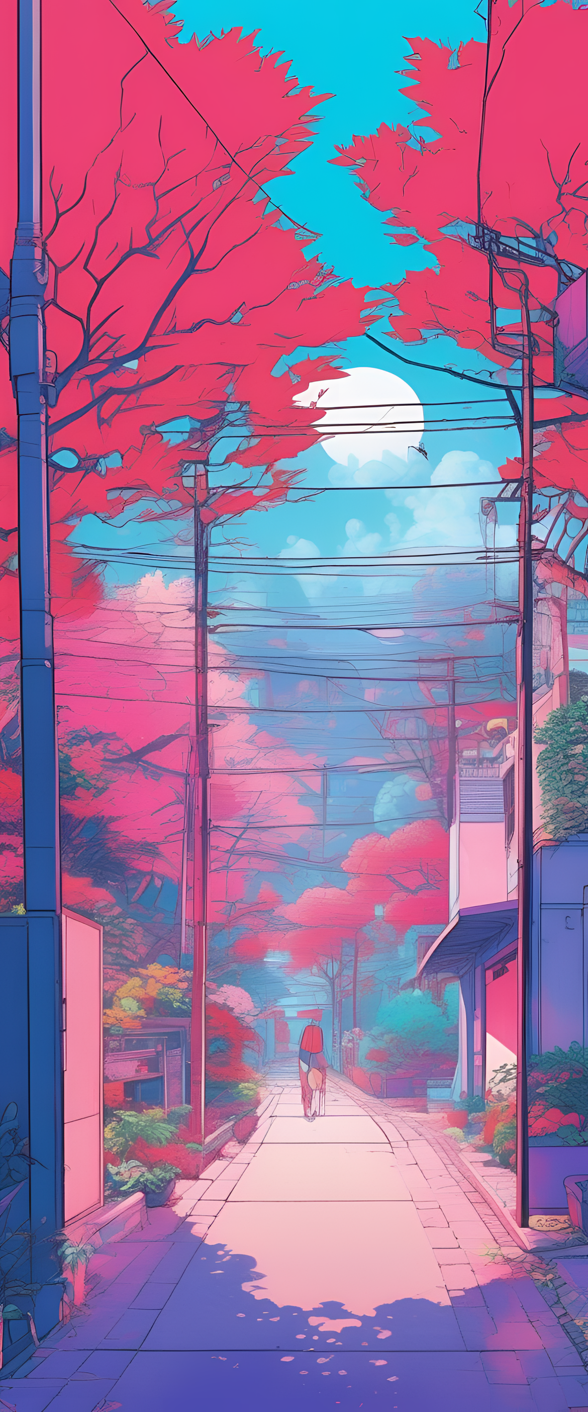 Vibrant anime-inspired risograph wallpaper.