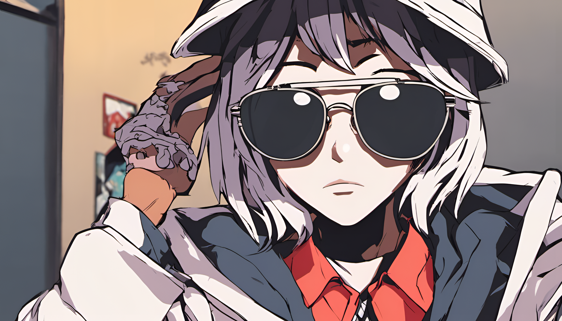 Animated character wearing stylish sunglasses, exuding coolness