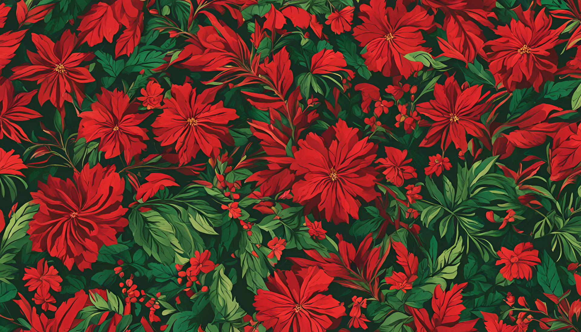 Vibrant and stunning red and green wallpaper.