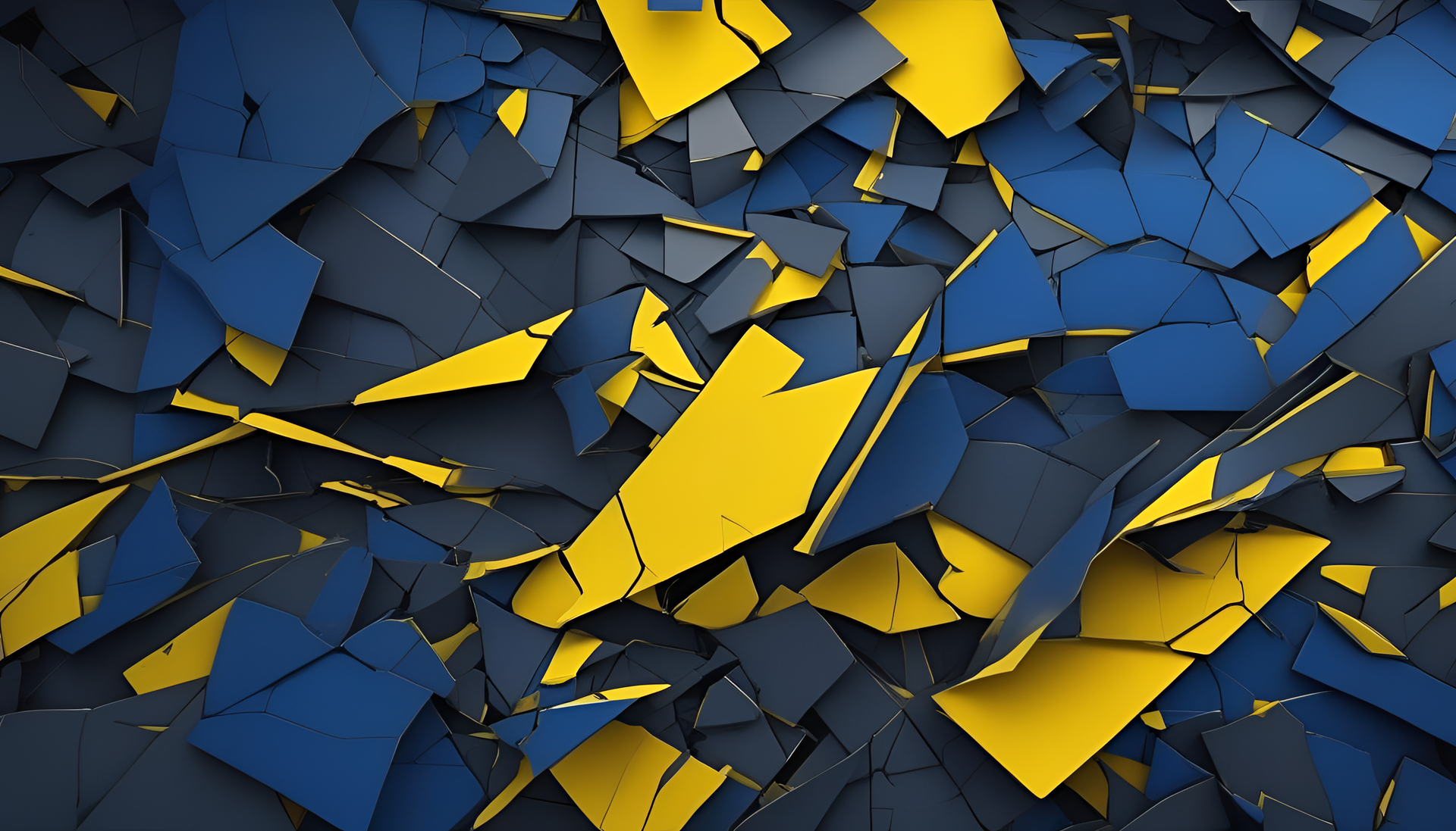 Shattered blue and yellow screen wallpaper.