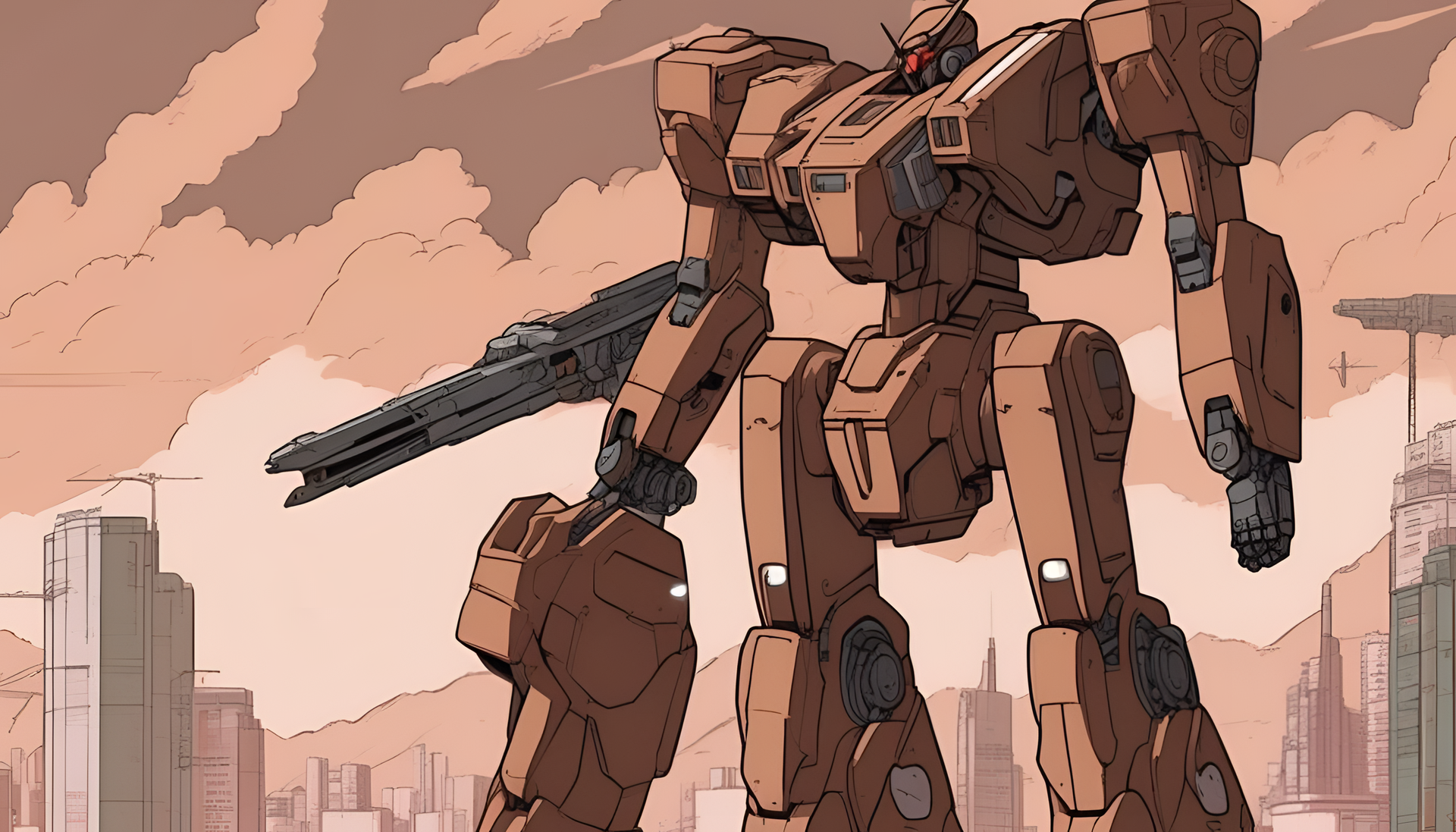 Brown aesthetic 90's mech anime wallpaper