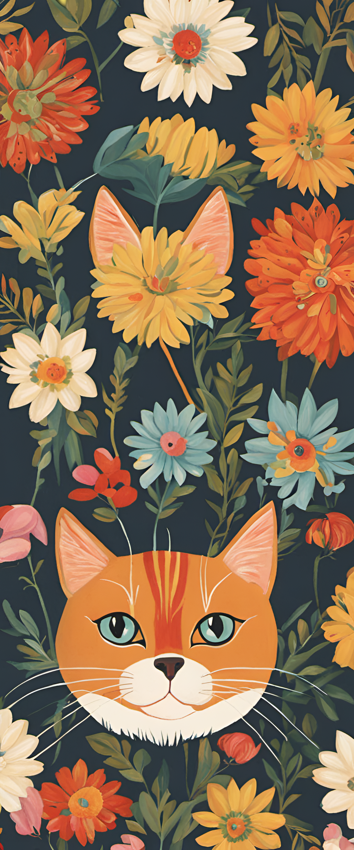 Colorful cat artwork for phone wallpaper.