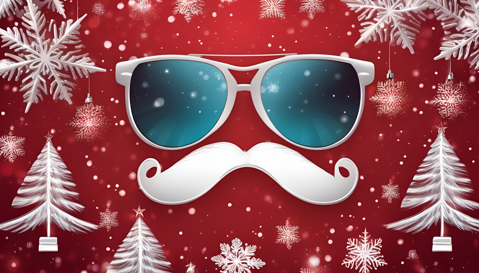 Vibrant Christmas wallpaper with festive sunglasses