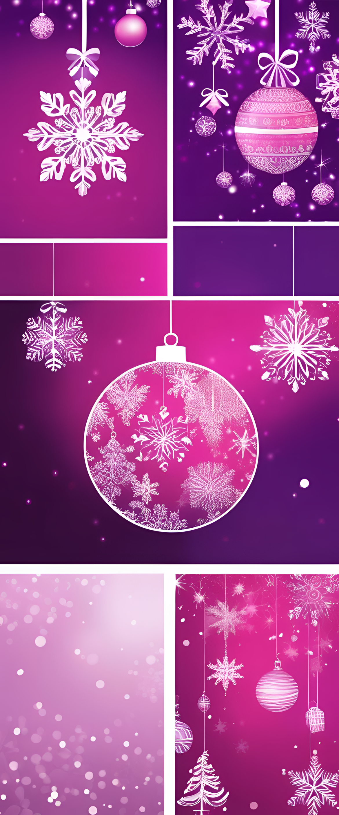 Colorful holiday-themed wallpaper with pink and purple hues.