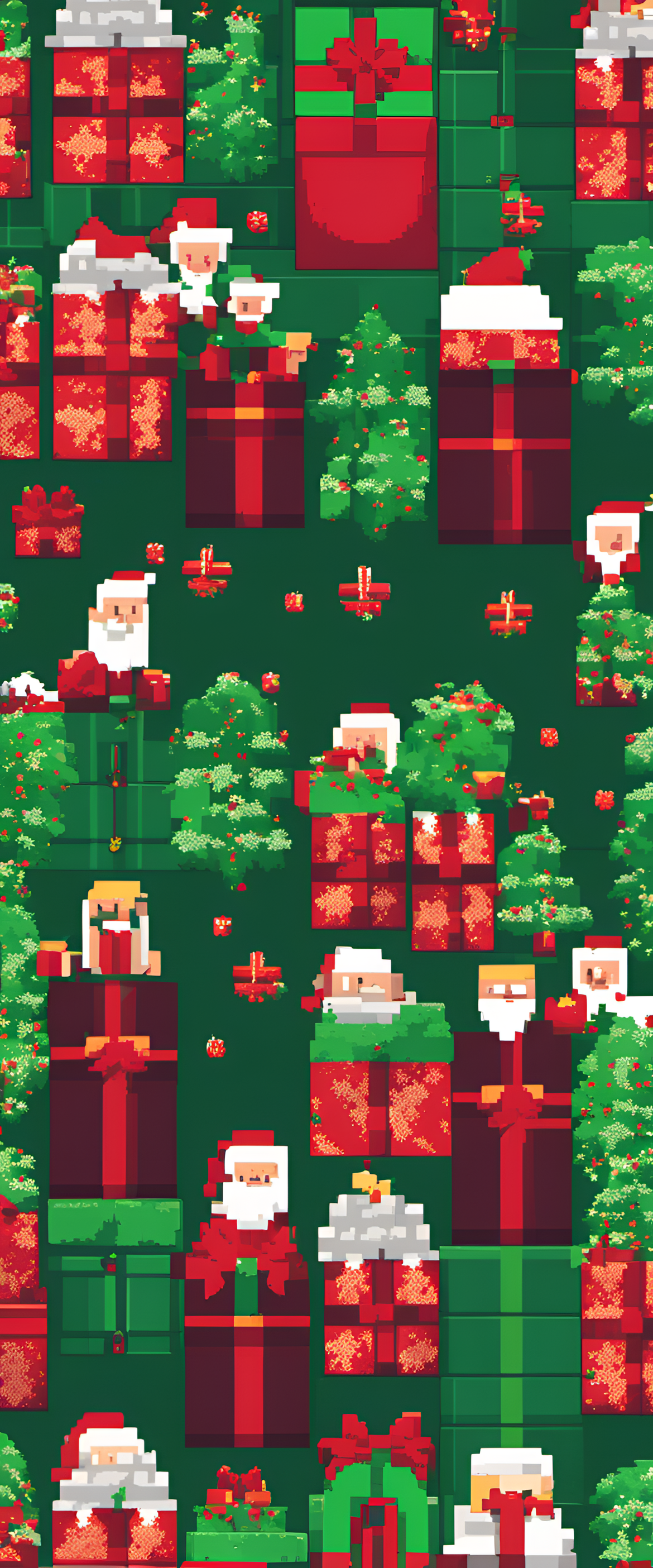 Festive pixel art Christmas wallpaper.