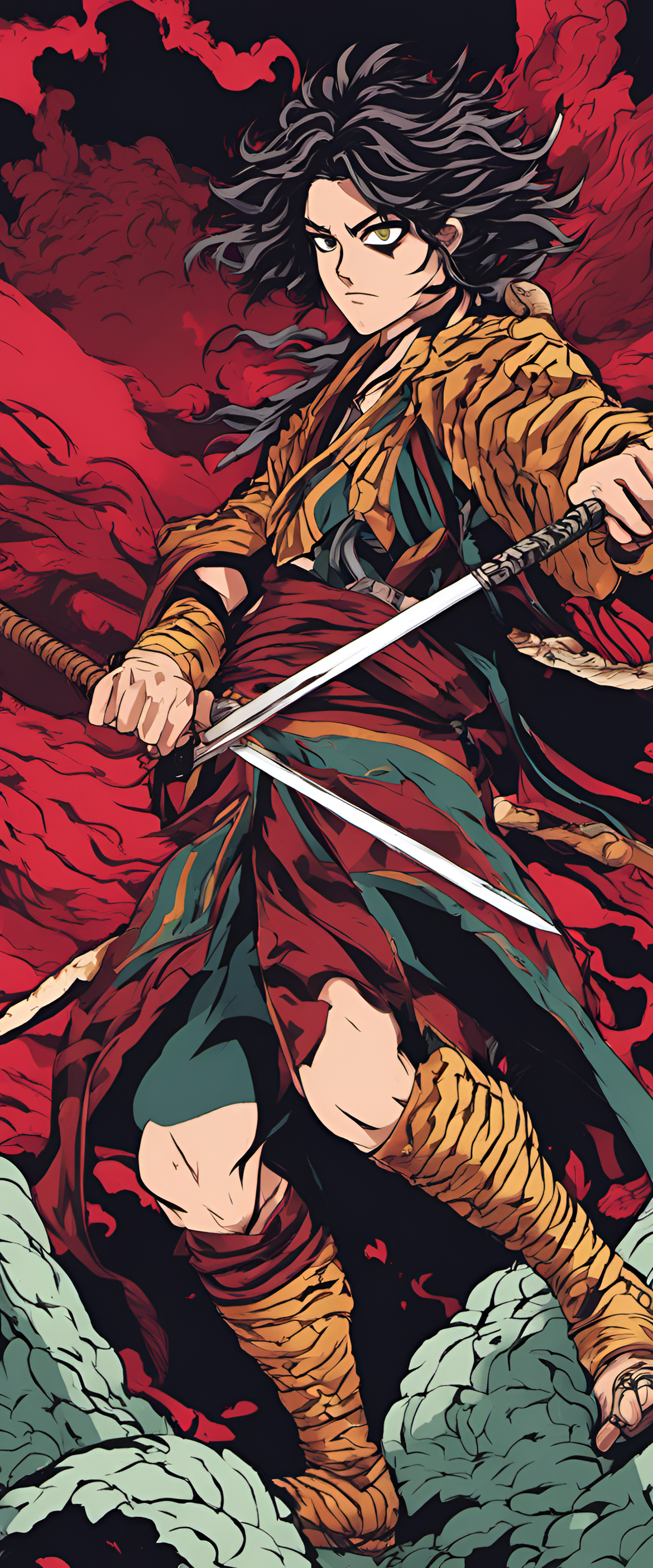 Colorful artwork featuring characters from Demon Slayer on a matte background.