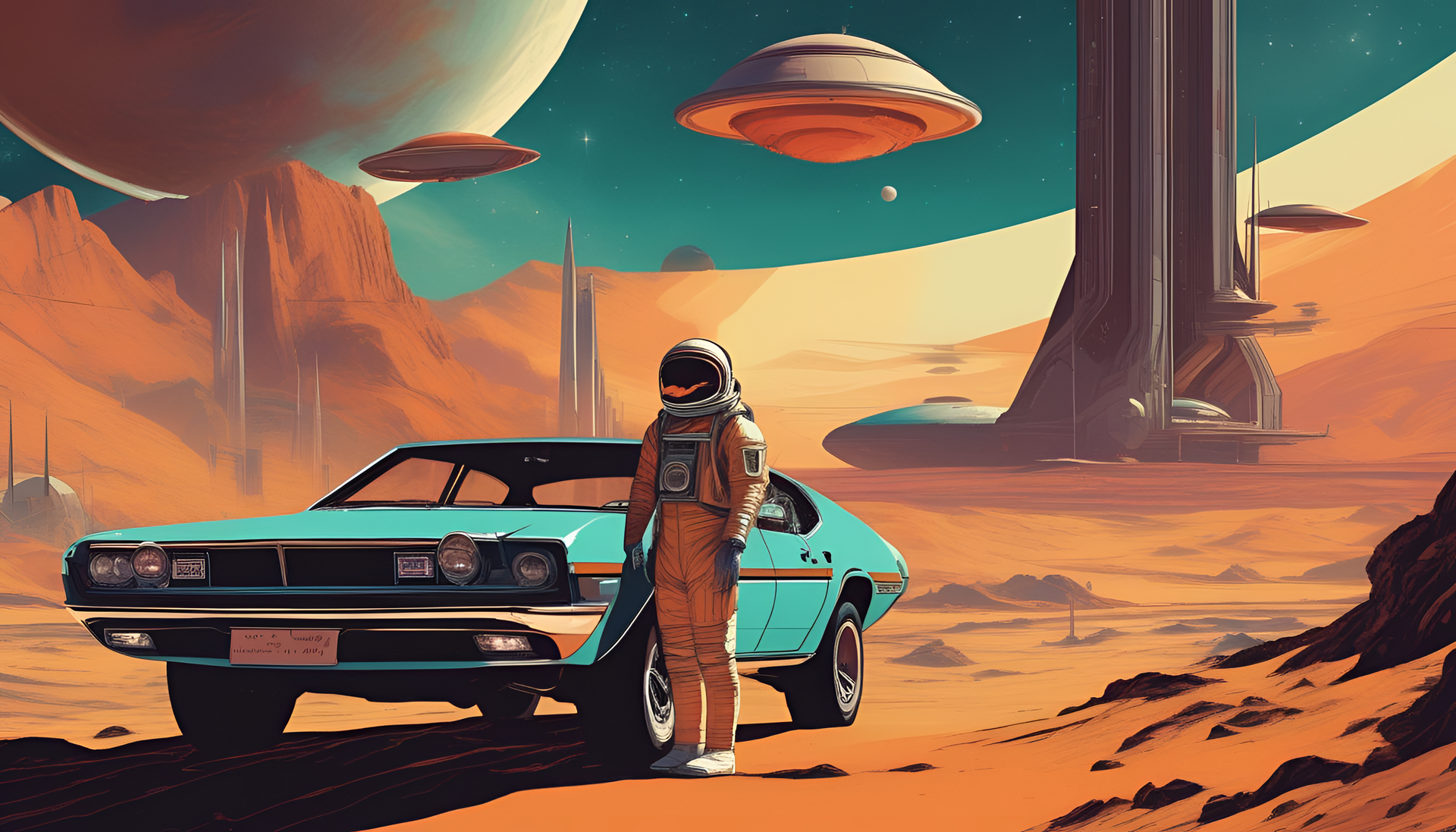 Vibrant retro artwork displaying the word 'Congratulations' in a futuristic 70's sci-fi style.