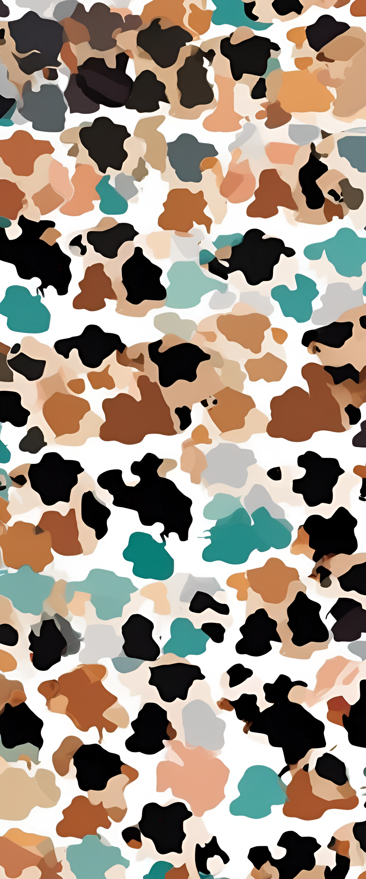 Complimentary colored cow print phone wallpaper.