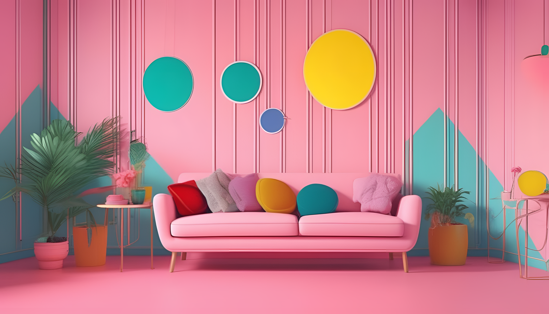 Colorful minimalist pop art wallpaper featuring a cute aesthetic design illuminated by studio lighting.