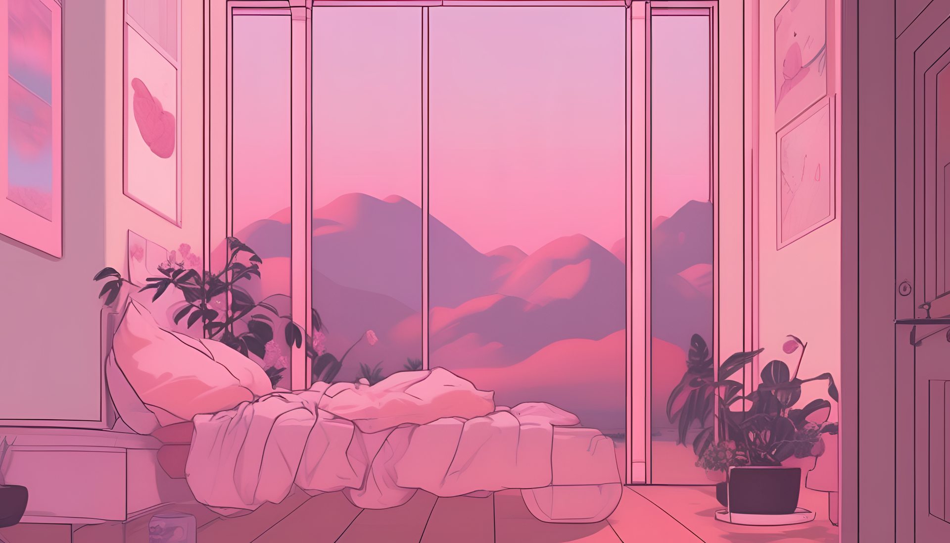 Colorful pastel illustration of a sad, cute aesthetic wallpaper.