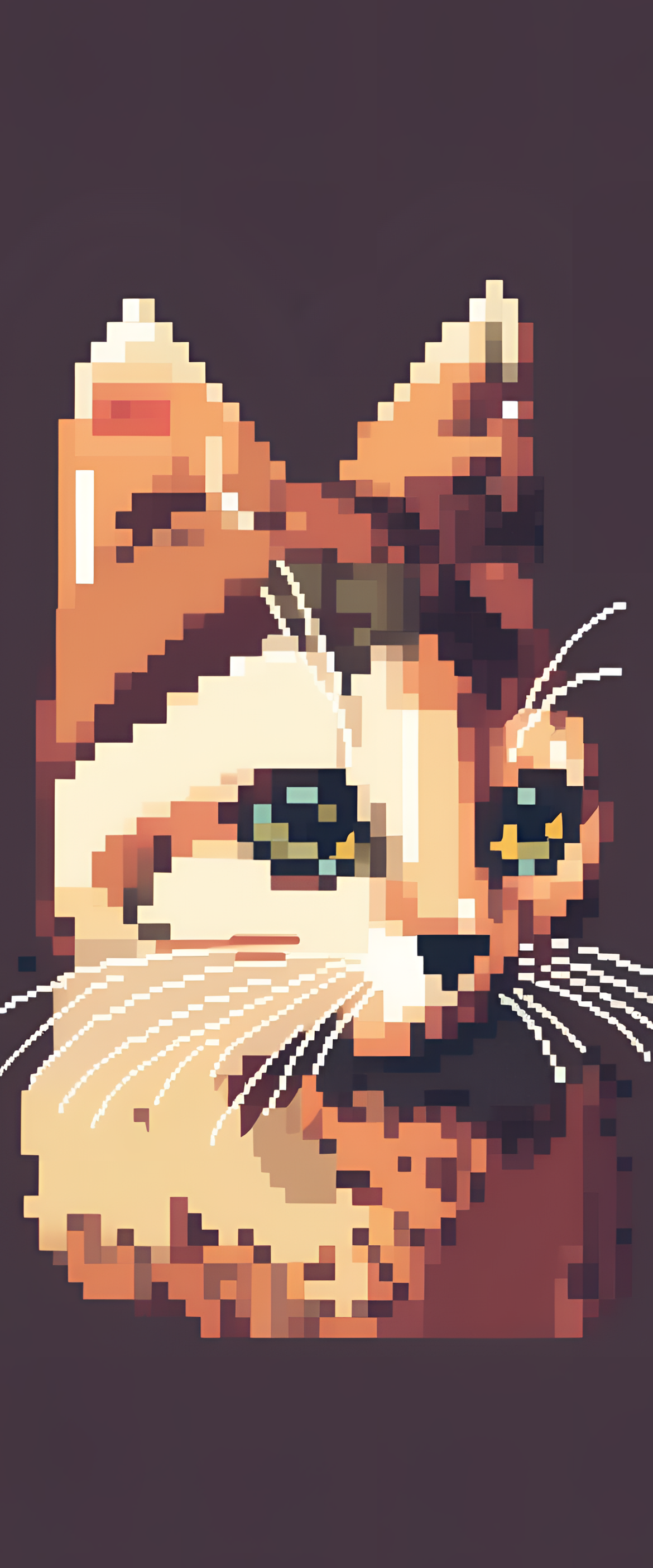 Cute cat with a vintage filter in pixel art style.