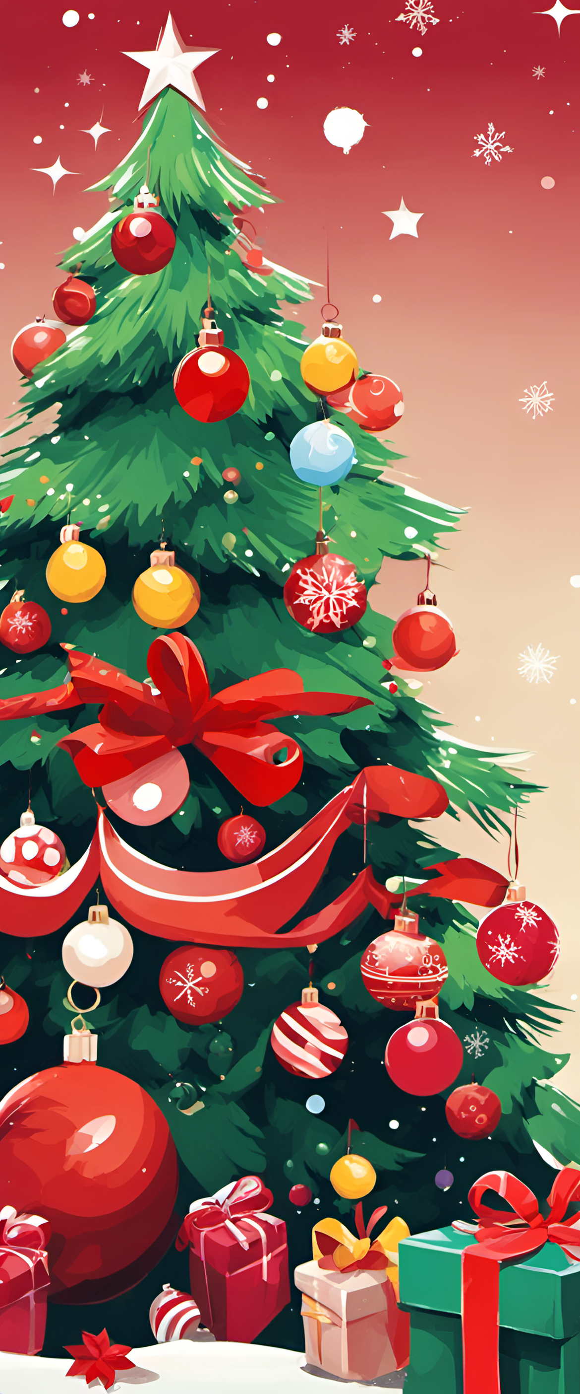 Colorful Christmas-themed phone wallpaper featuring cute festive elements.