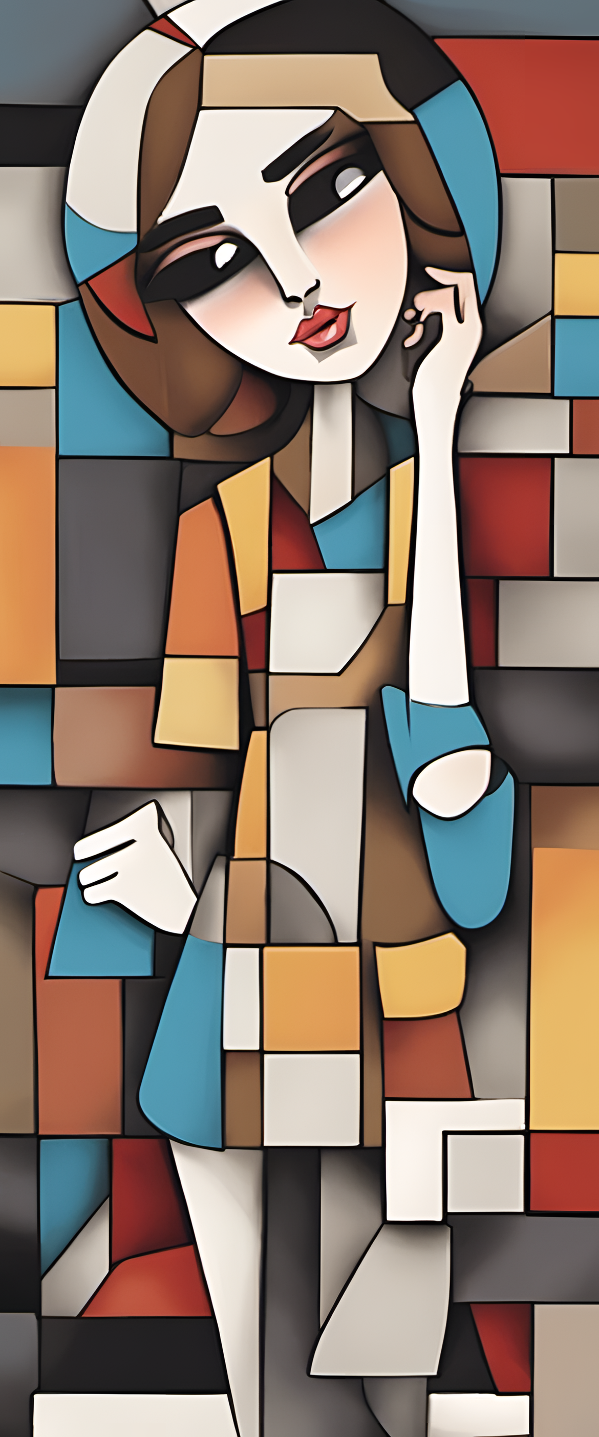 Cubist-inspired cute artwork.