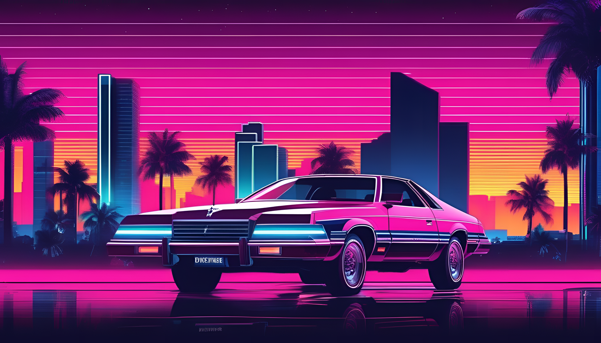 Vibrant Dallas Cowboys wallpaper in 80s Miami style.