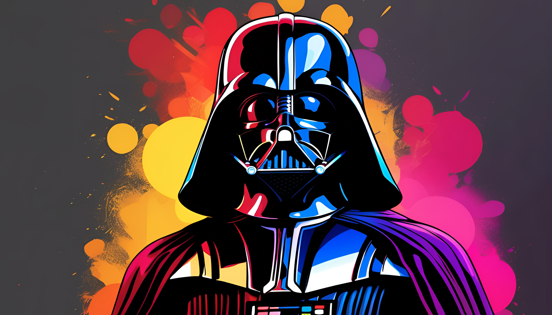 Darth Vader in vibrant clash of colors.