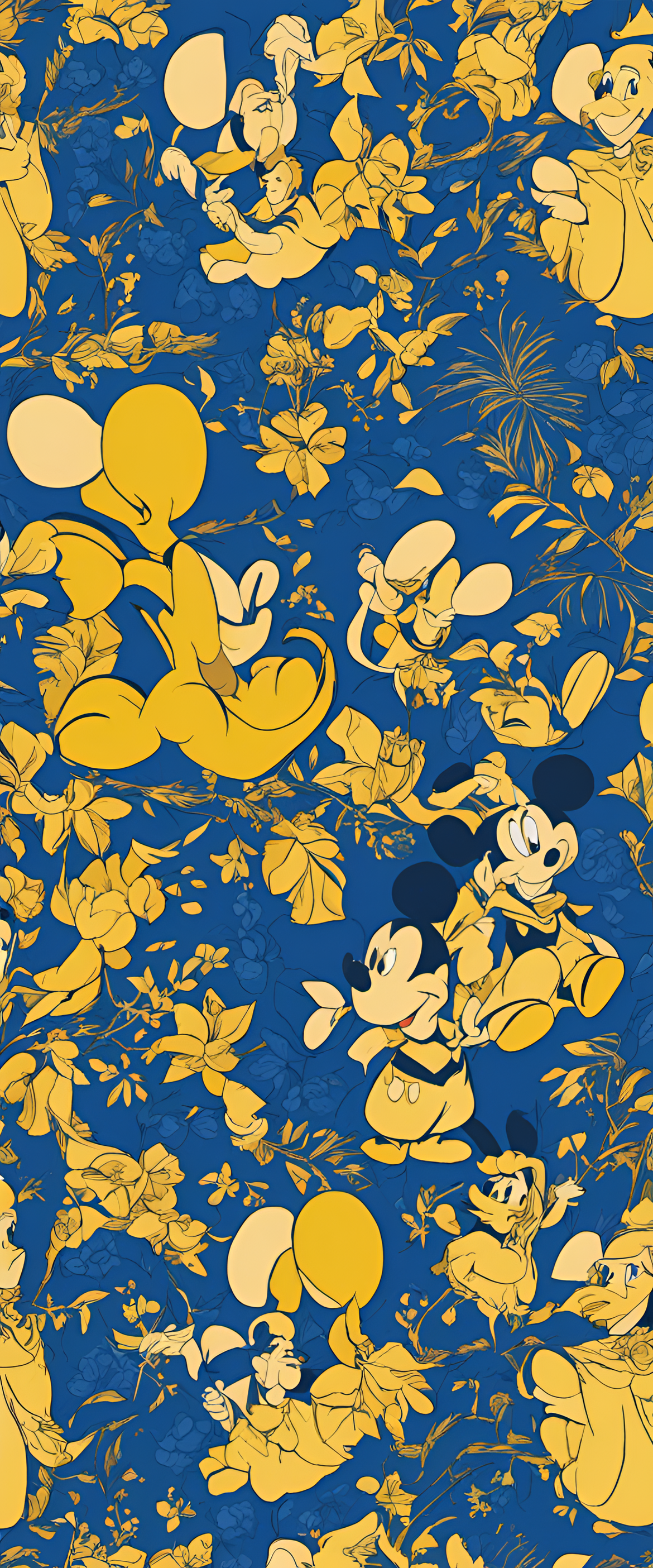 Disney-themed phone wallpaper with blue and yellow colors.