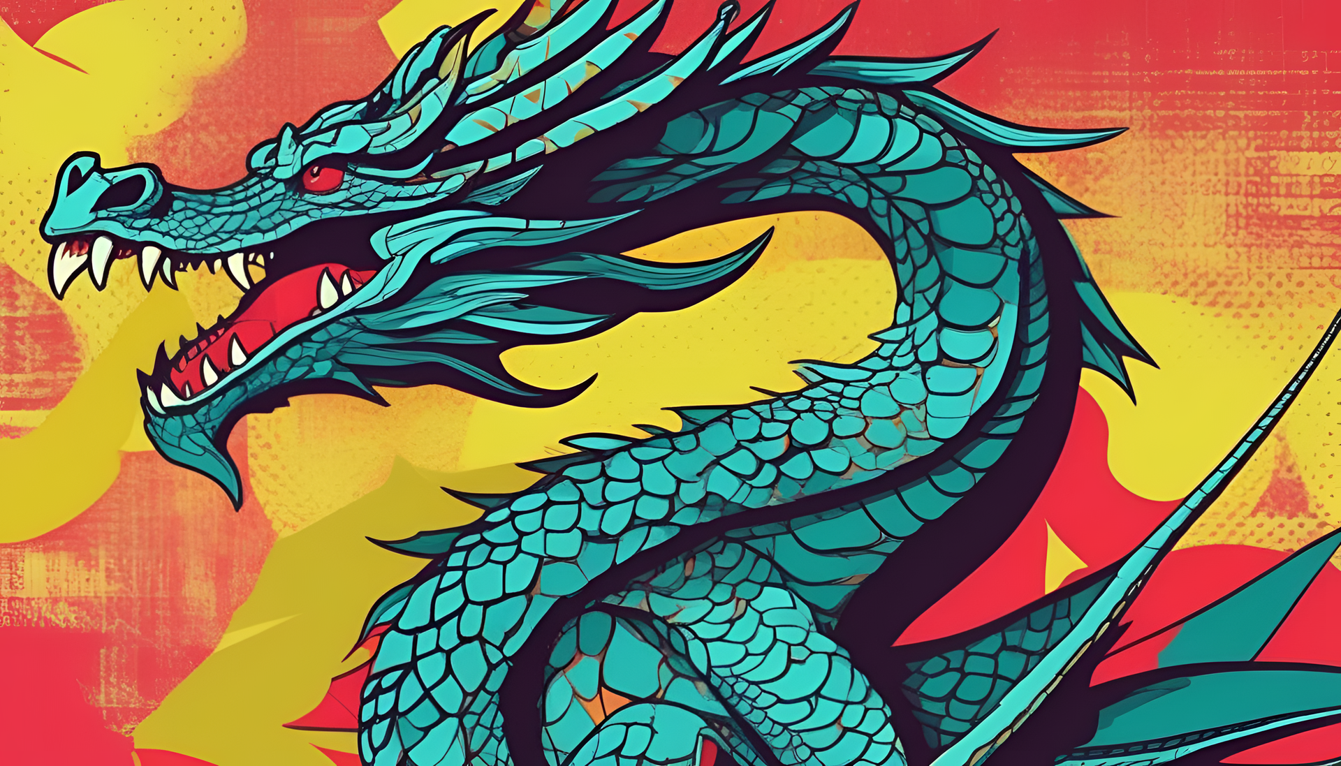 Colorful pop art dragon wallpaper.