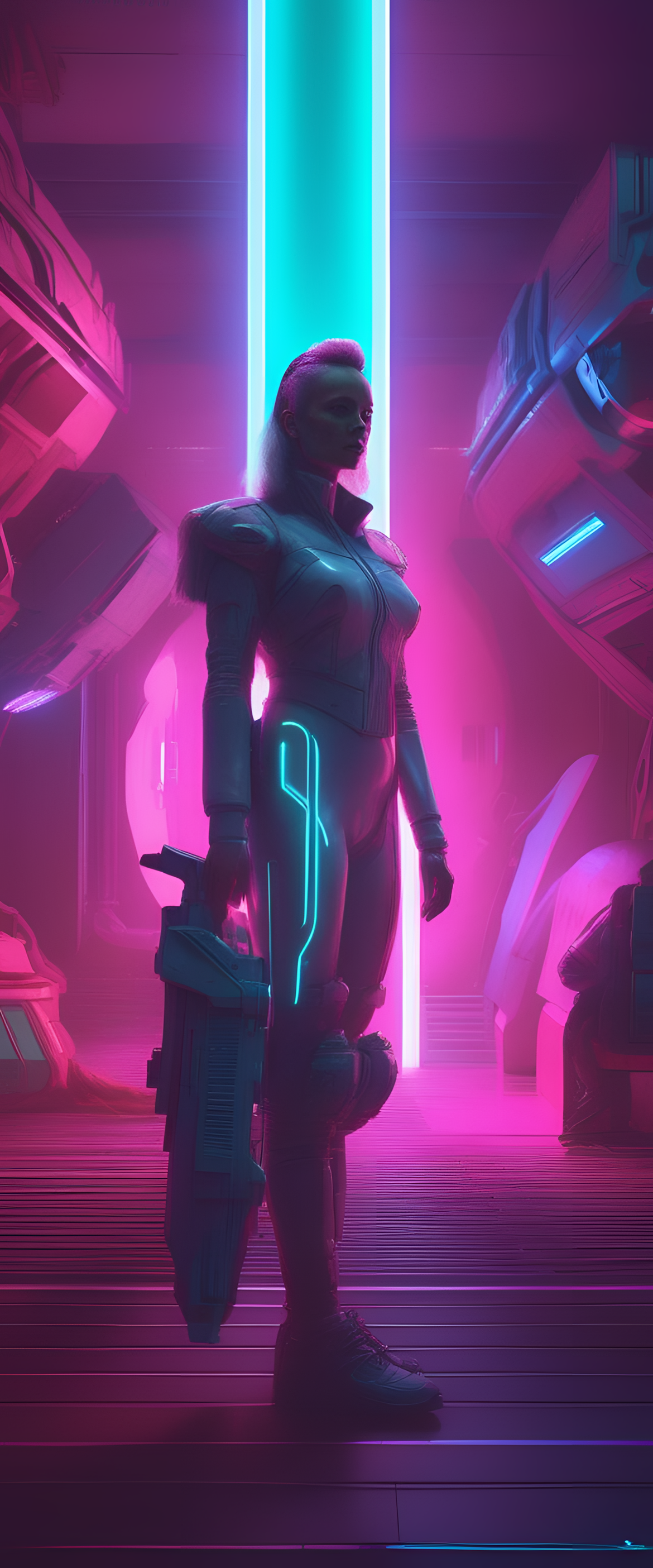 Easter-inspired 80's sci-fi phone wallpaper with cinematic lighting.