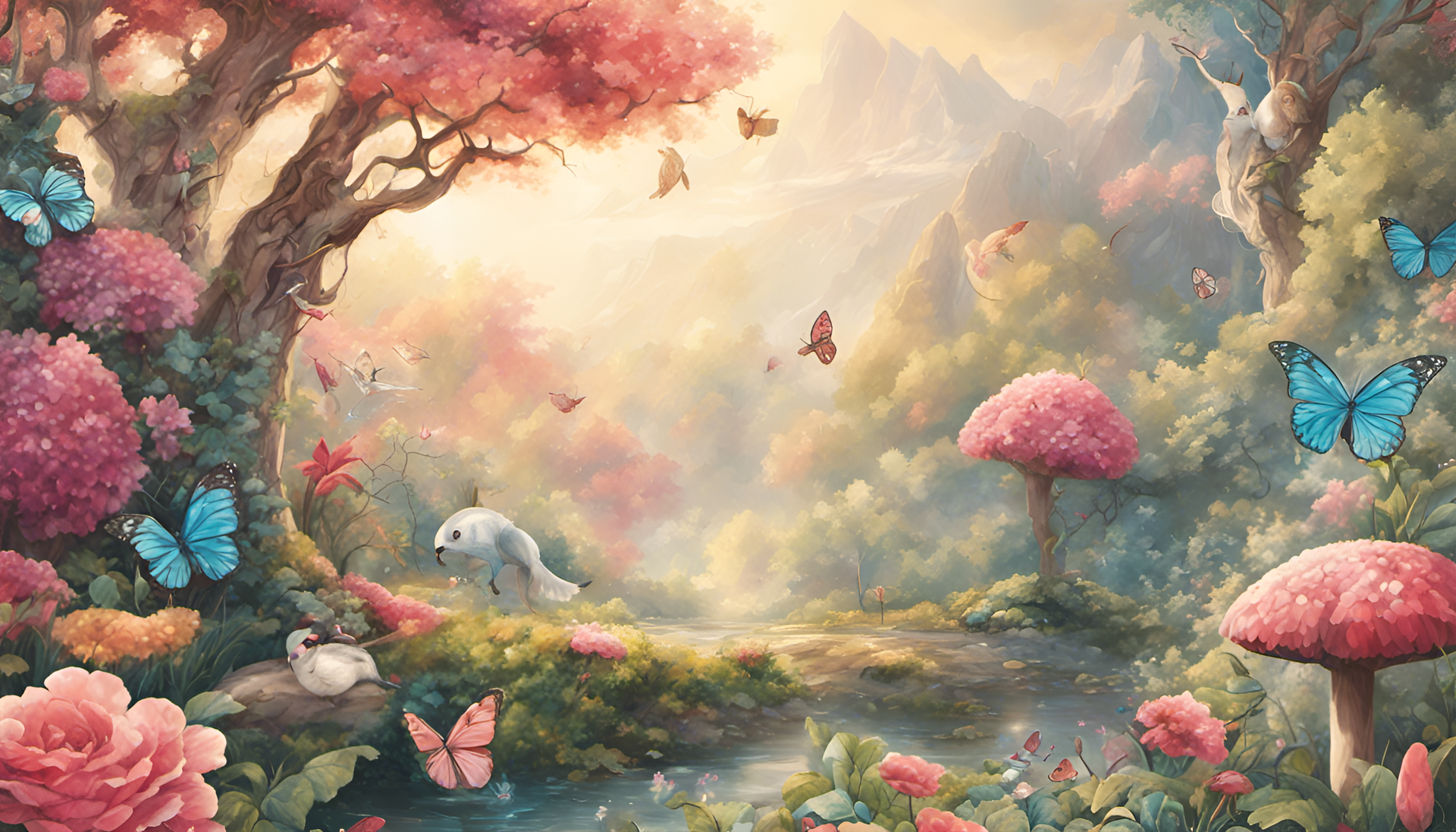 Colorful and intricately detailed digital artwork of a cute and playful scene.