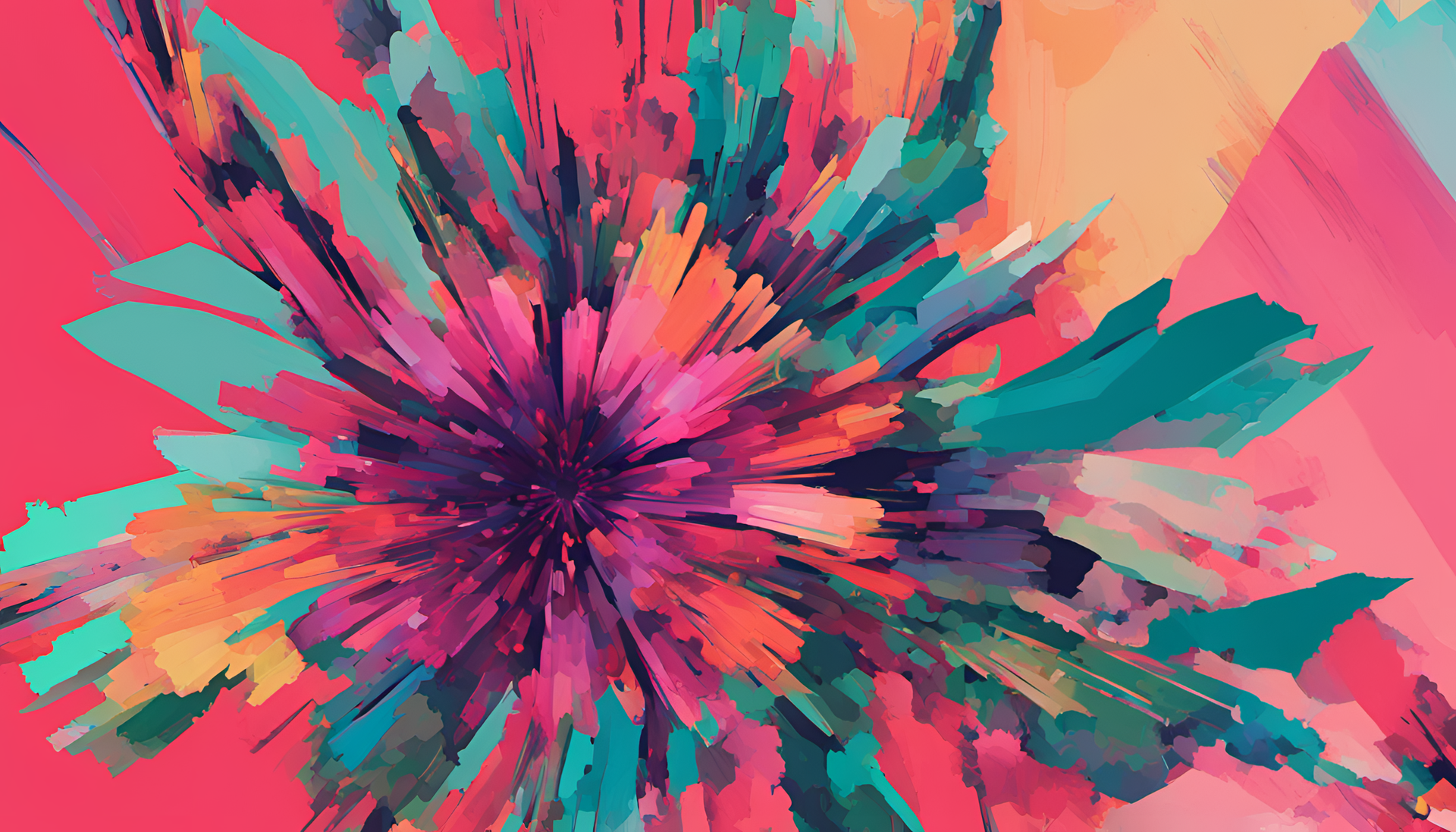 Colorful glitched flower in naive art style.