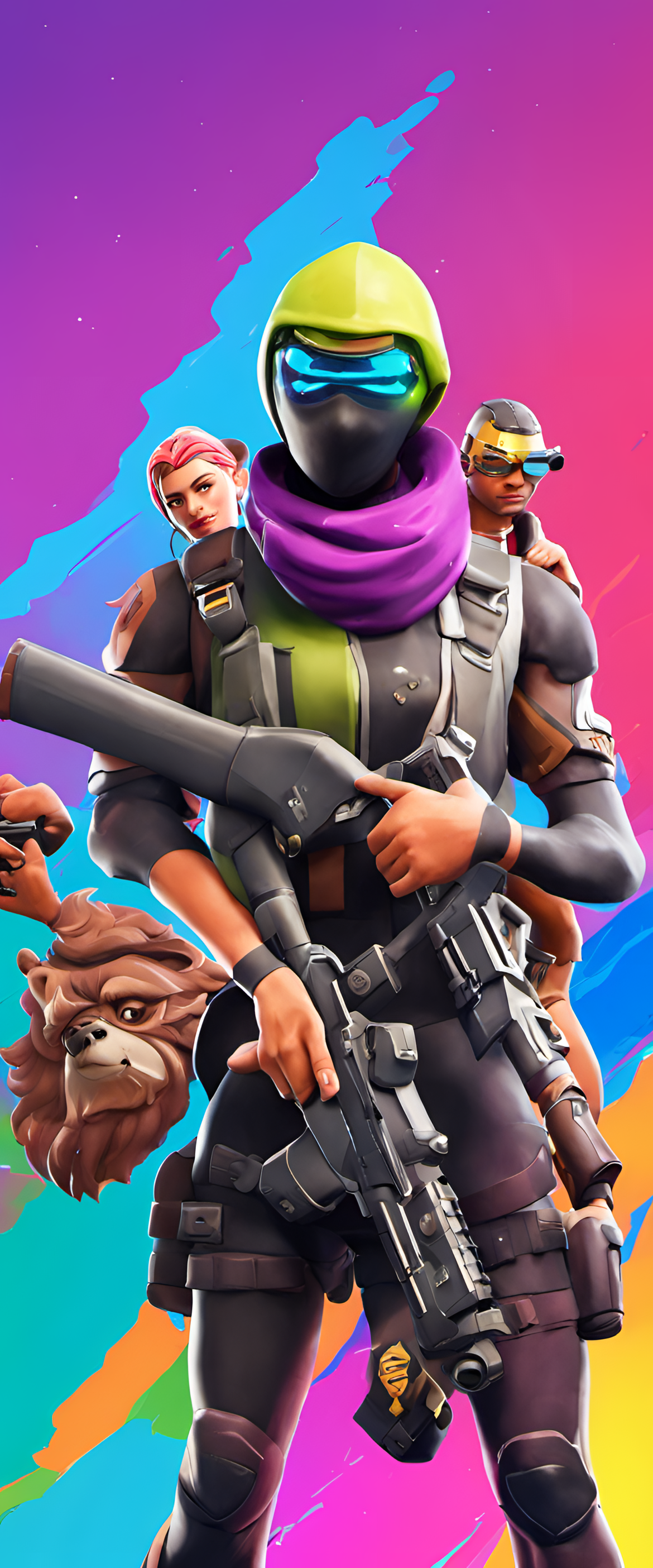 Colorful Fortnite profile picture on a vibrant background.