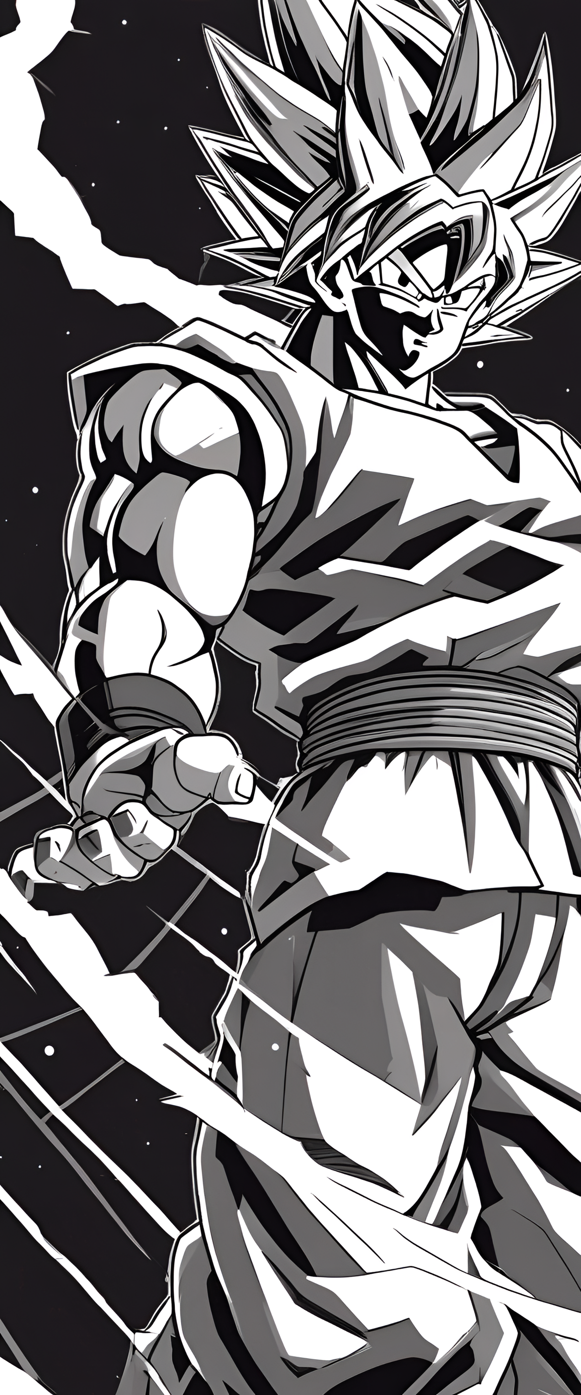 Goku in a dynamic pose, ready to unleash his power.