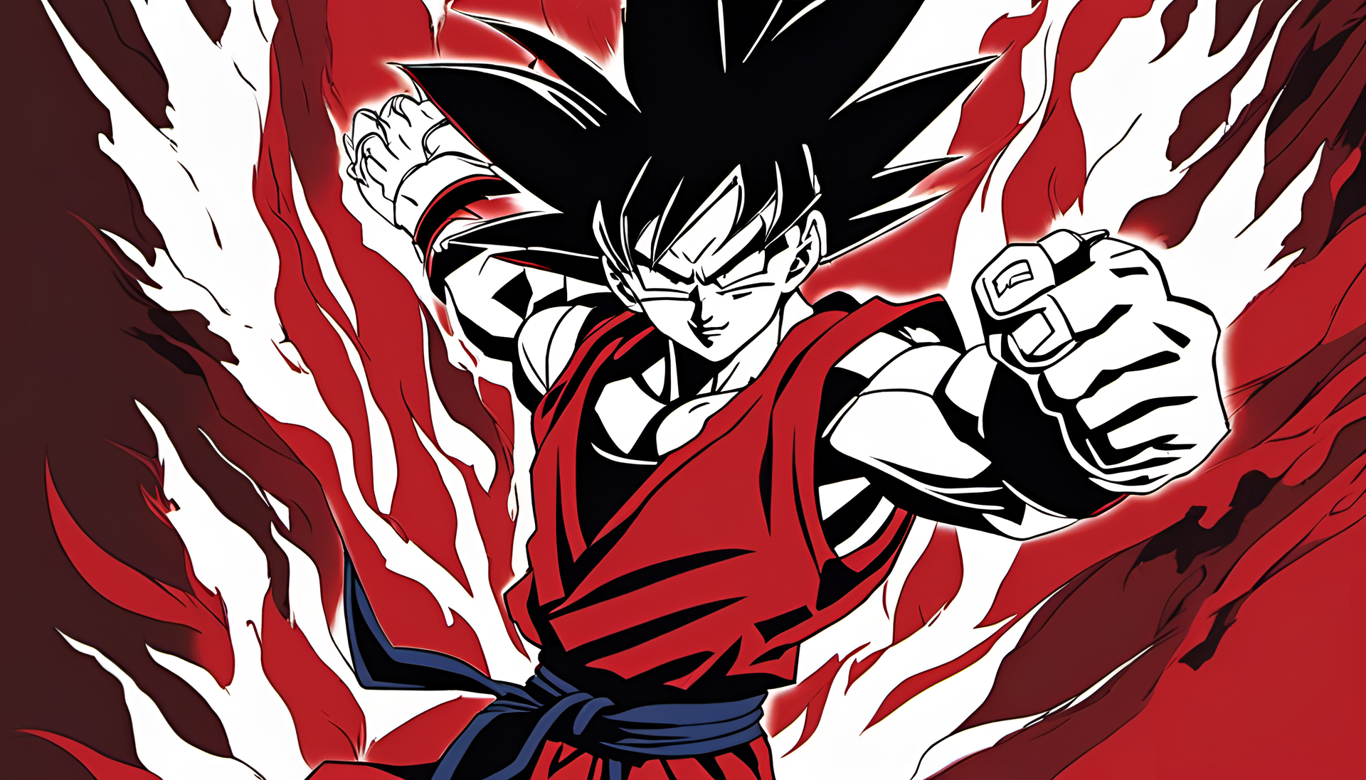 Bold red Goku wallpaper.