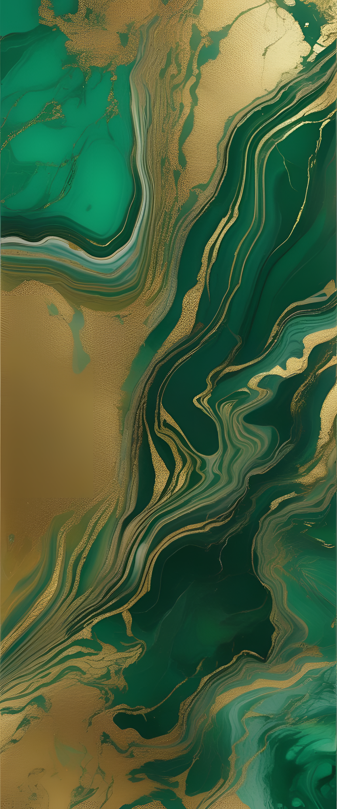 Green marble with intricate gold patterns. Phone wallpaper of highly detailed design.