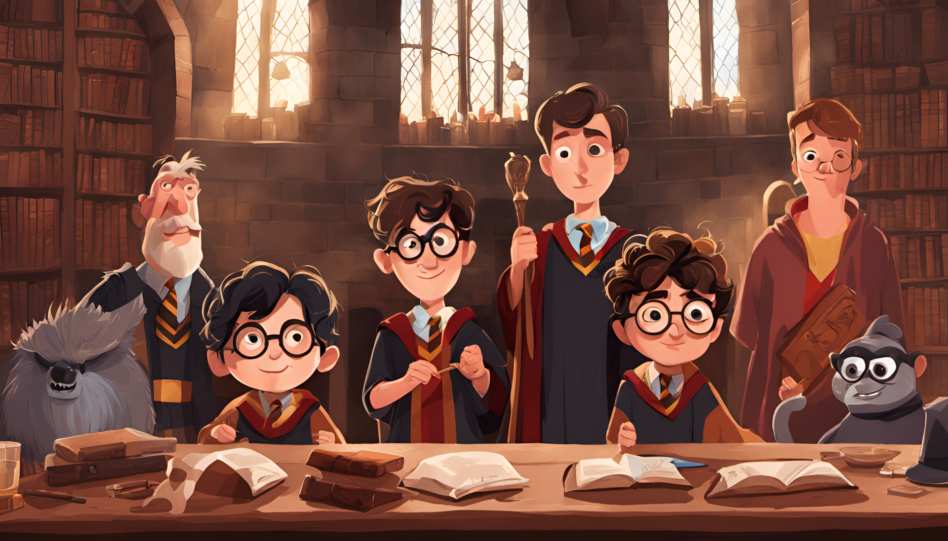 Harry Potter in vibrant Pixar style.