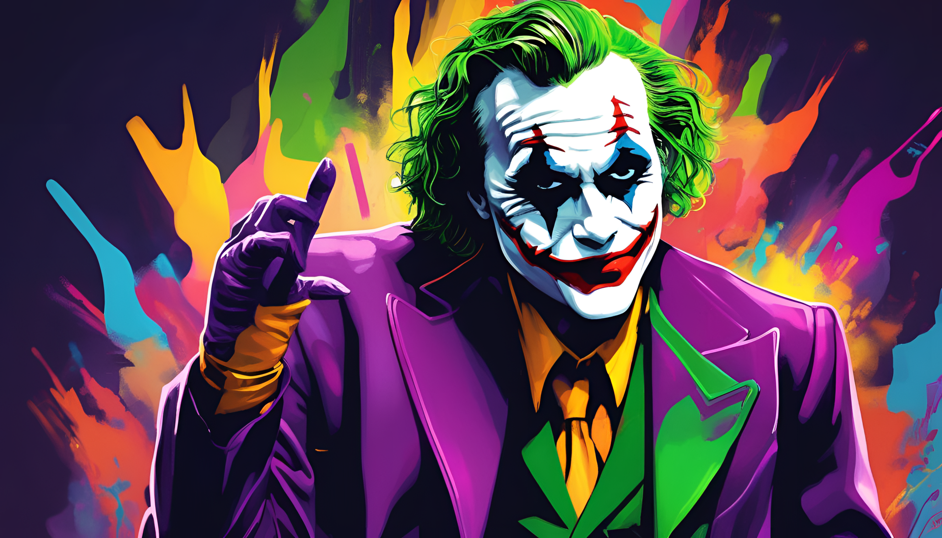 Vibrant Joker character in an HD desktop wallpaper