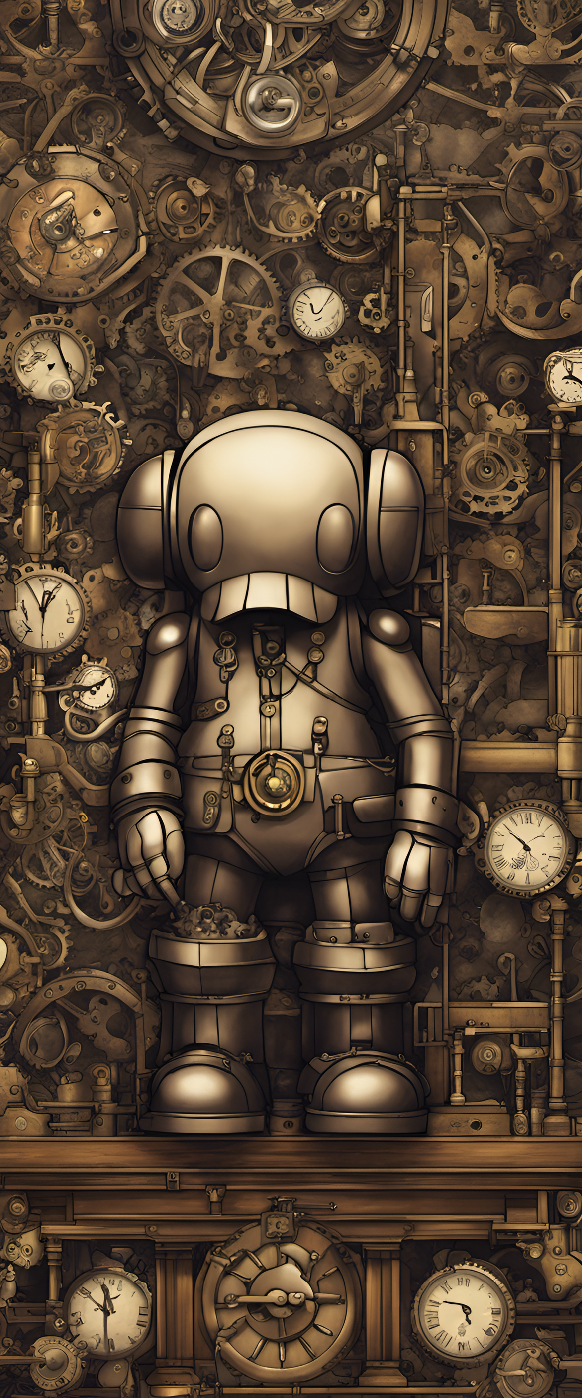 Steampunk-inspired artwork featuring a highly detailed Kaws design.