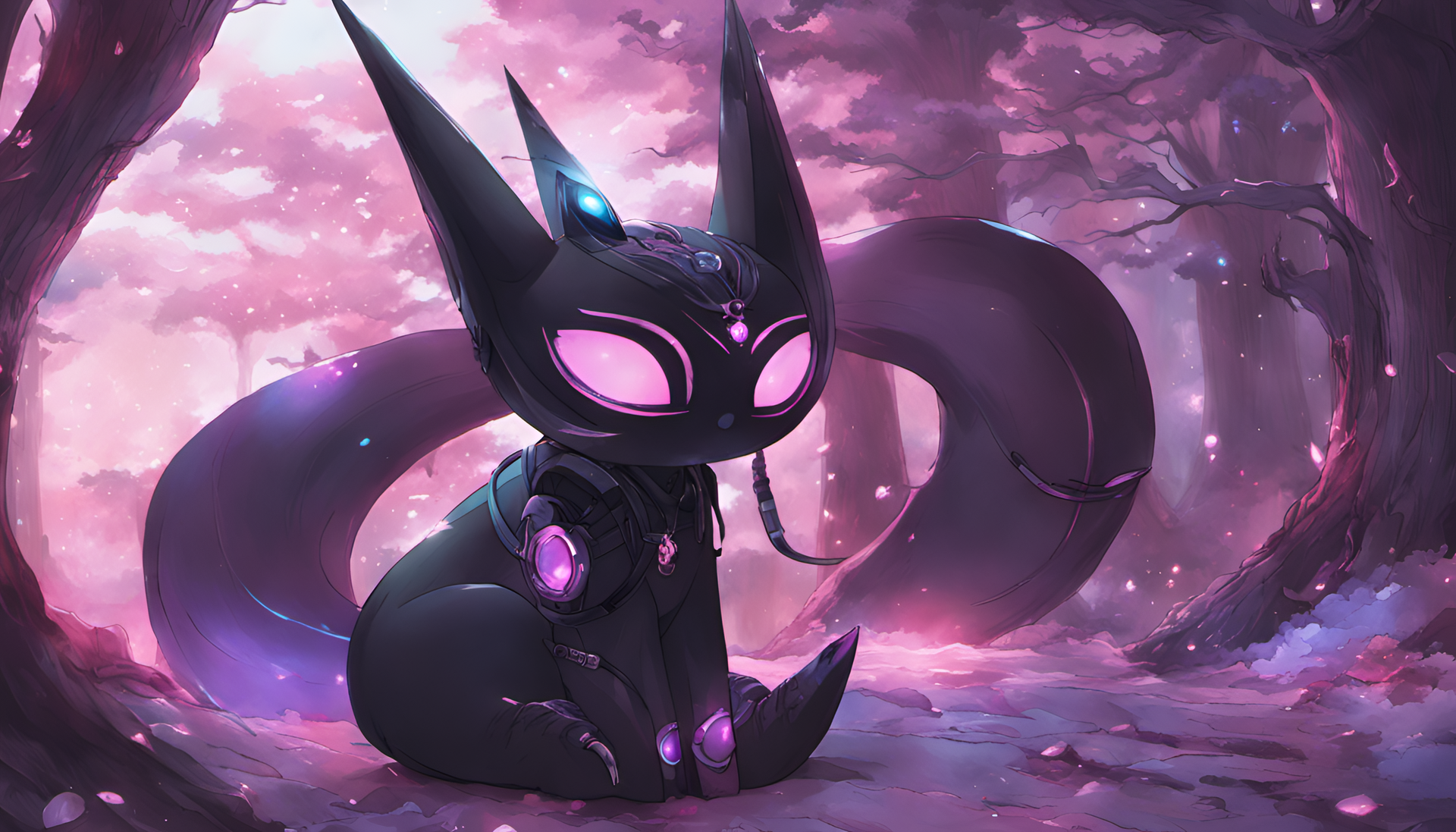 Colorful and whimsical Kuromi character in a phantasmal iridescent design.