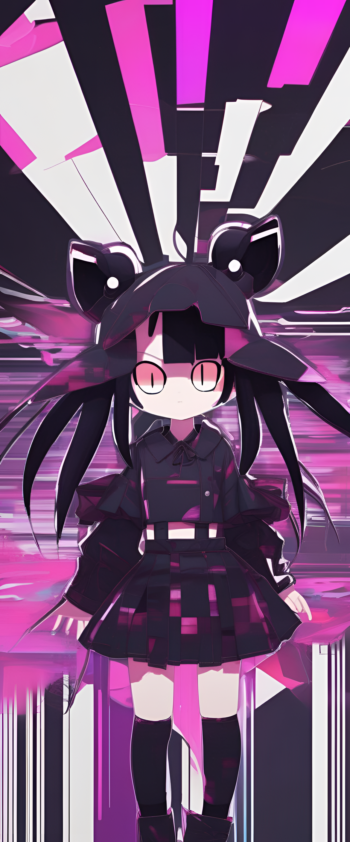 Kuromi glitch art wallpaper.