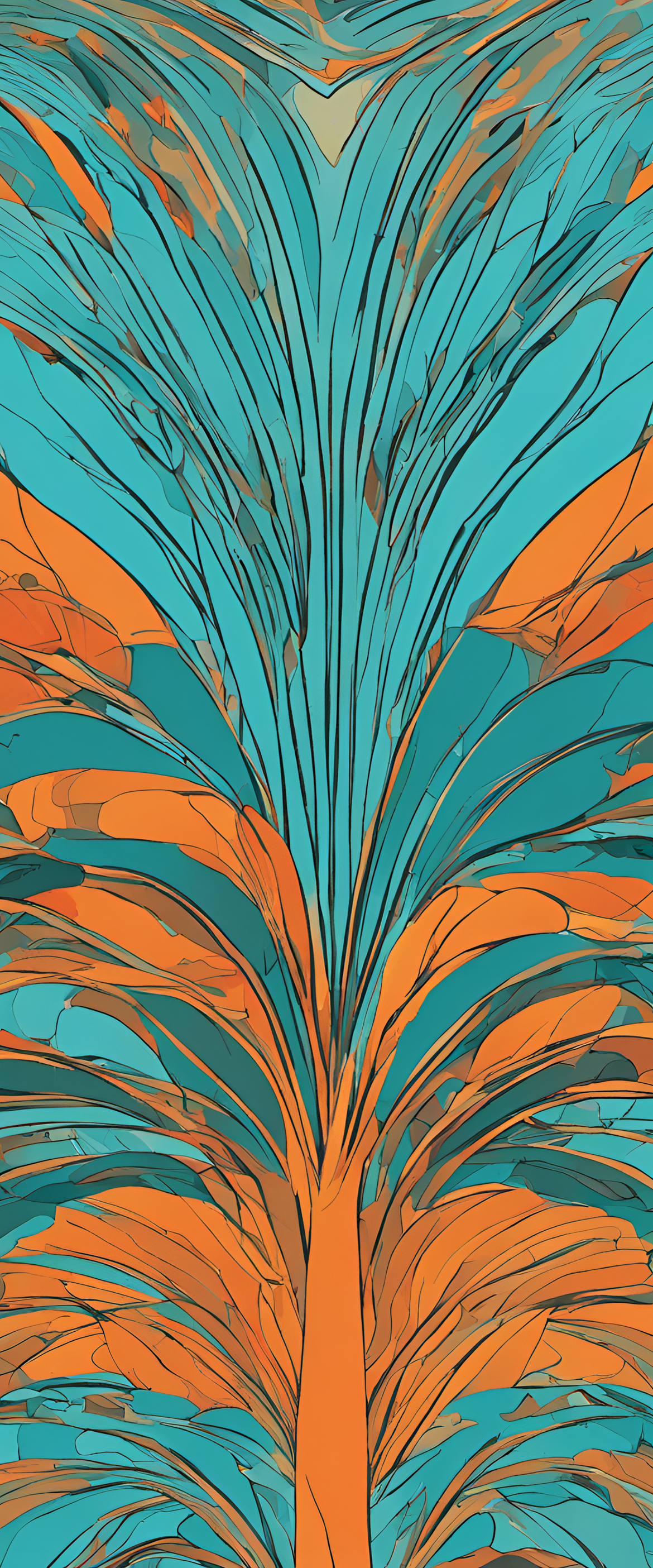 Abstract light blue wallpaper with turquoise and orange colors.