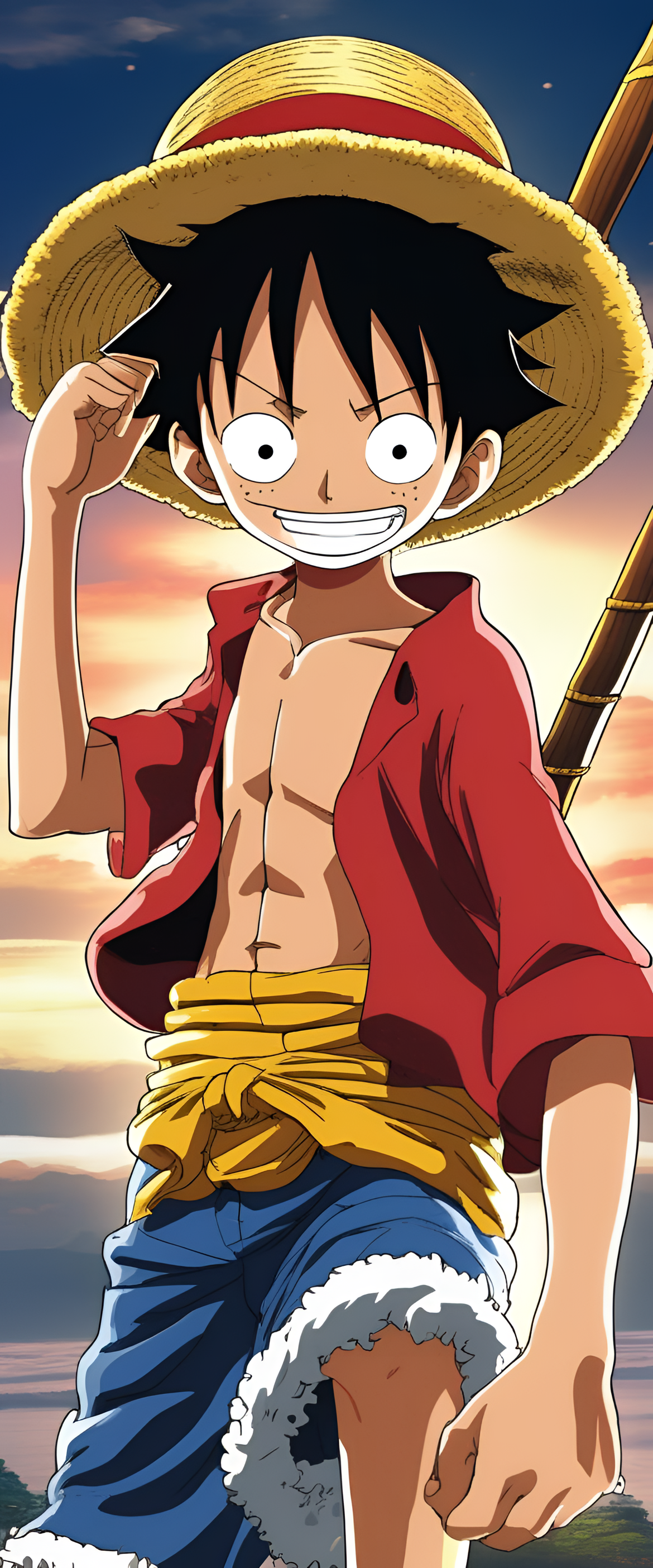 Luffy, the protagonist from the movie, stands tall with determination in this captivating wallpaper.