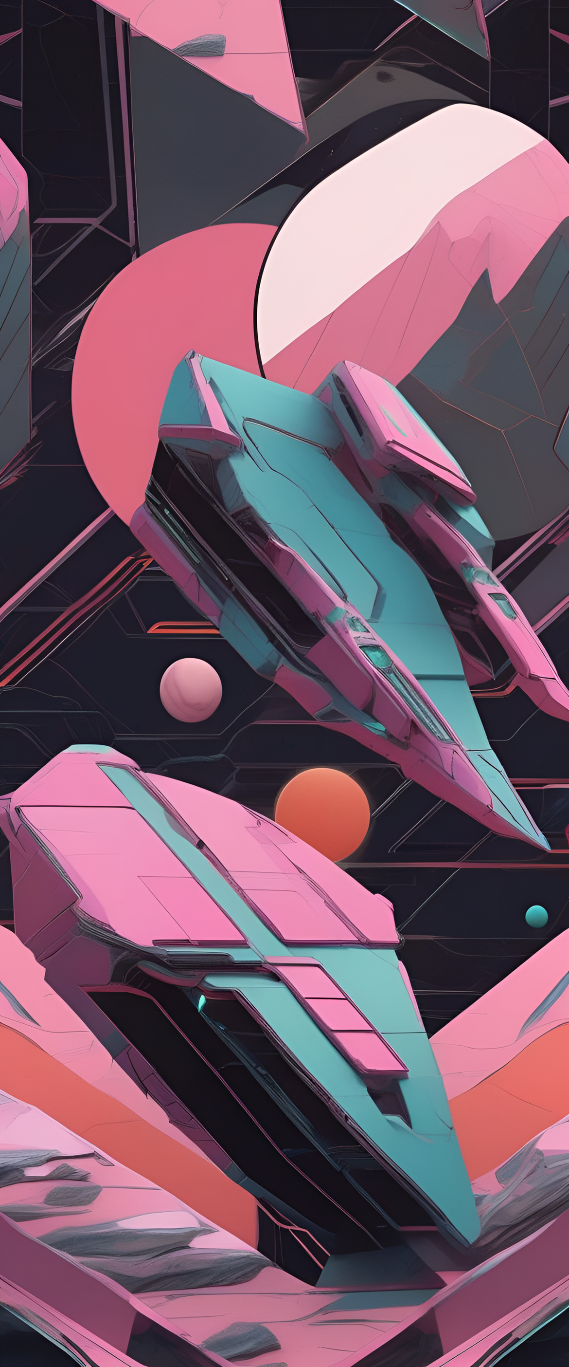 Marble-patterned phone wallpaper with an 80's sci-fi art vibe.