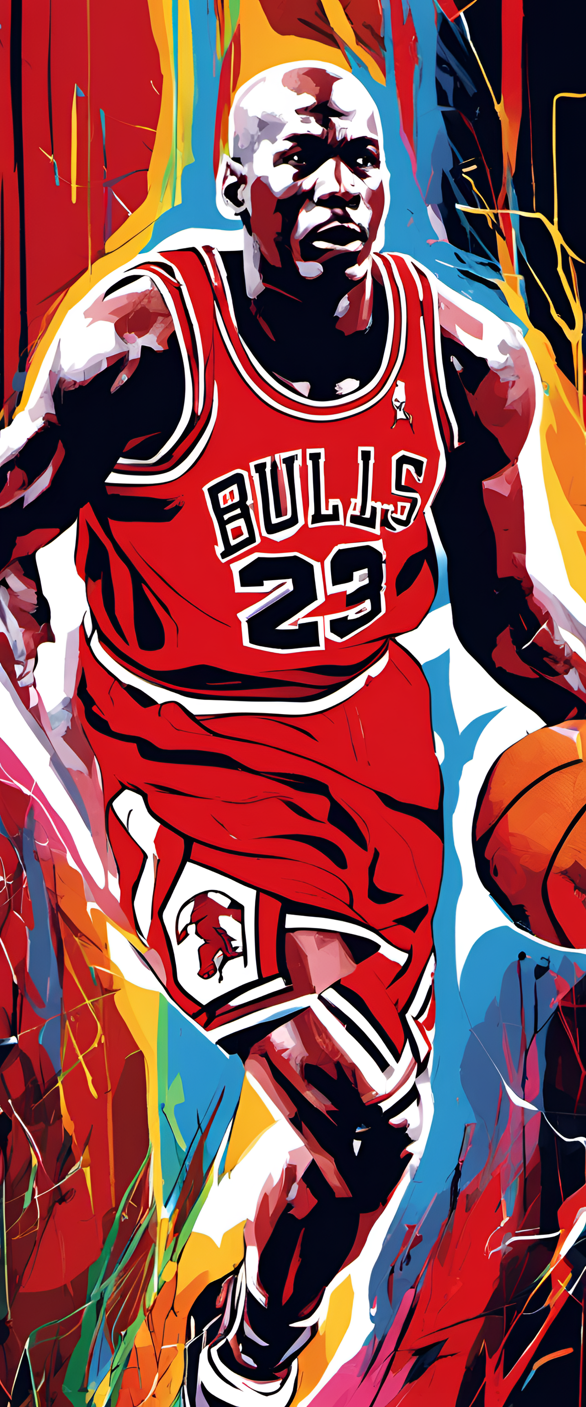 Vibrant wallpaper featuring Michael Jordan, basketball legend.