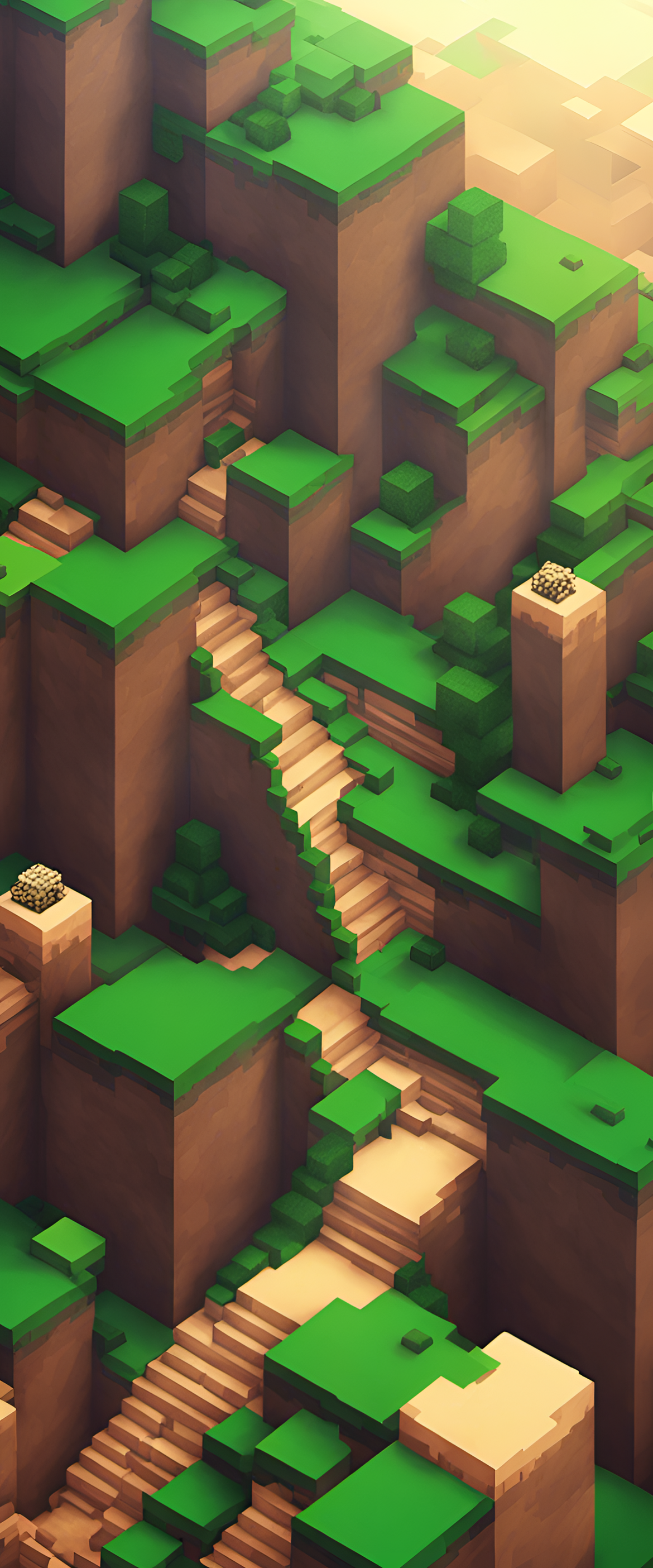 Minecraft-inspired wallpaper with an elegant design showcasing pixelated landscapes and vibrant colors.